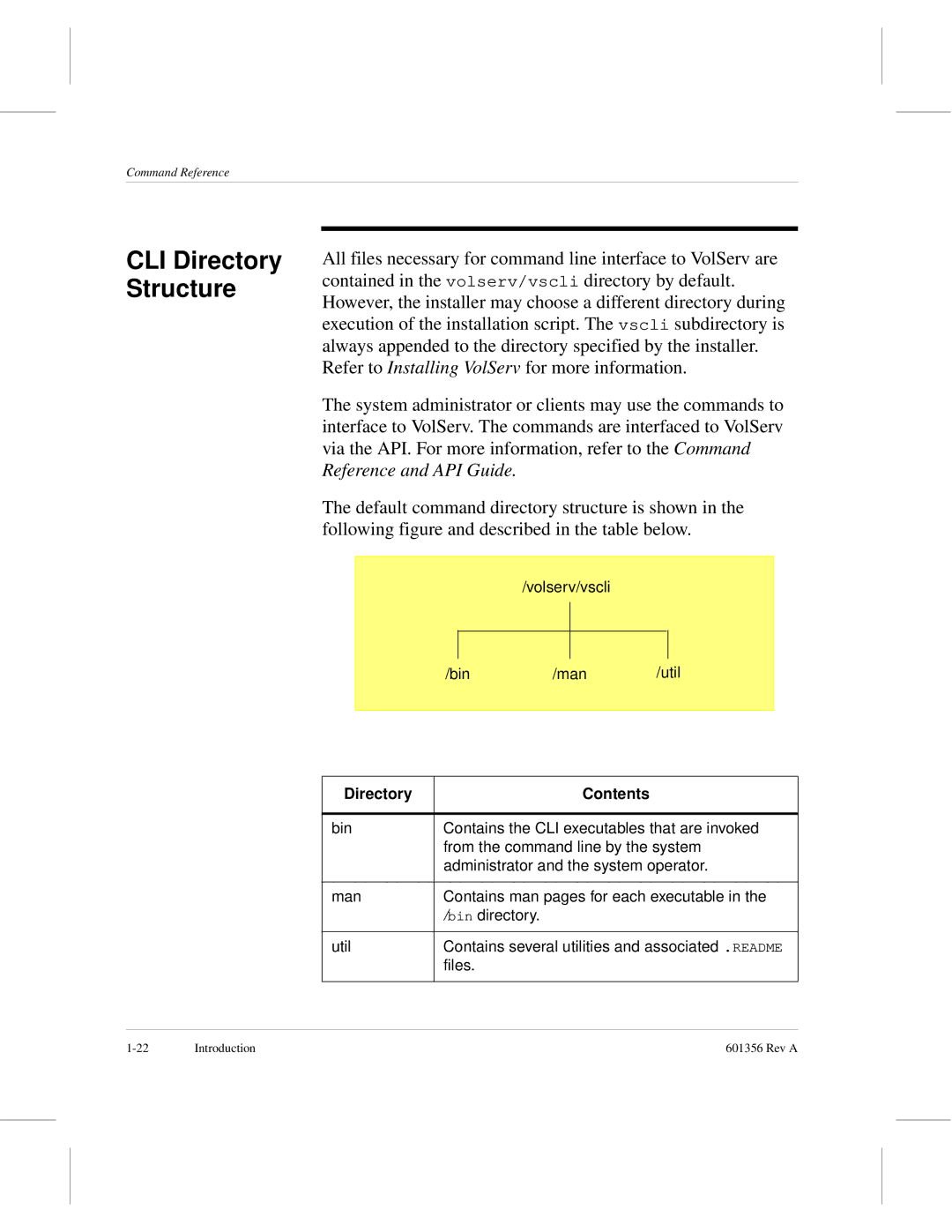 ADIC 601356 manual CLI Directory Structure, Directory Contents 