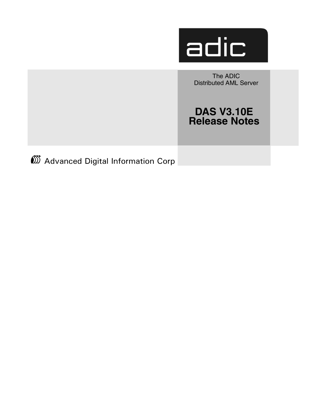 ADIC manual DAS V3.10E Release Notes 