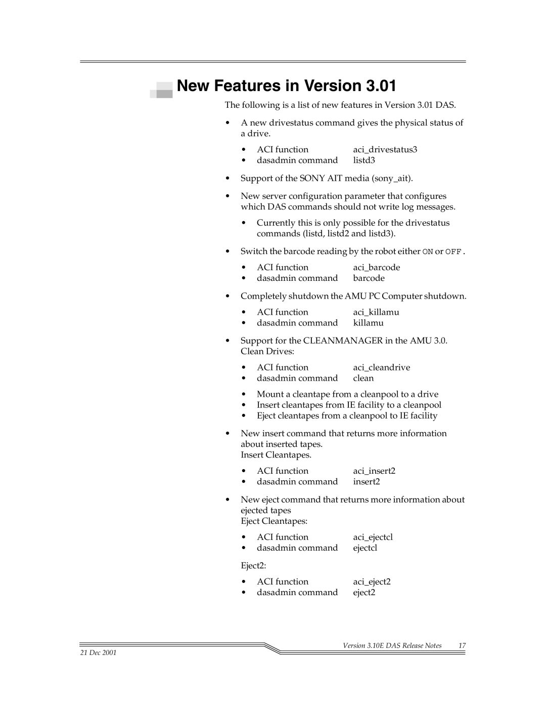 ADIC DAS V3.10E manual New Features in Version 