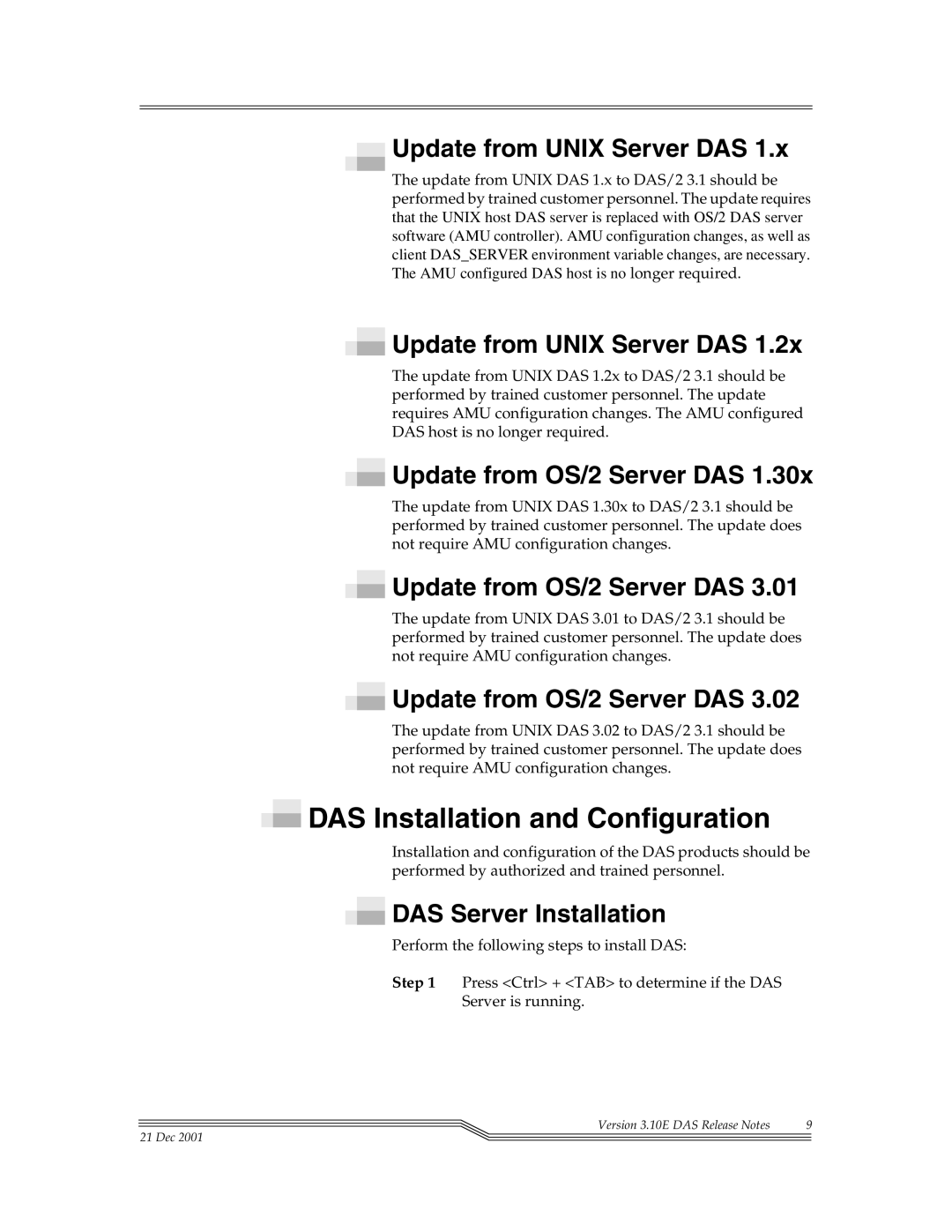 ADIC DAS V3.10E manual DAS Installation and Configuration, Update from Unix Server DAS, Update from OS/2 Server DAS 