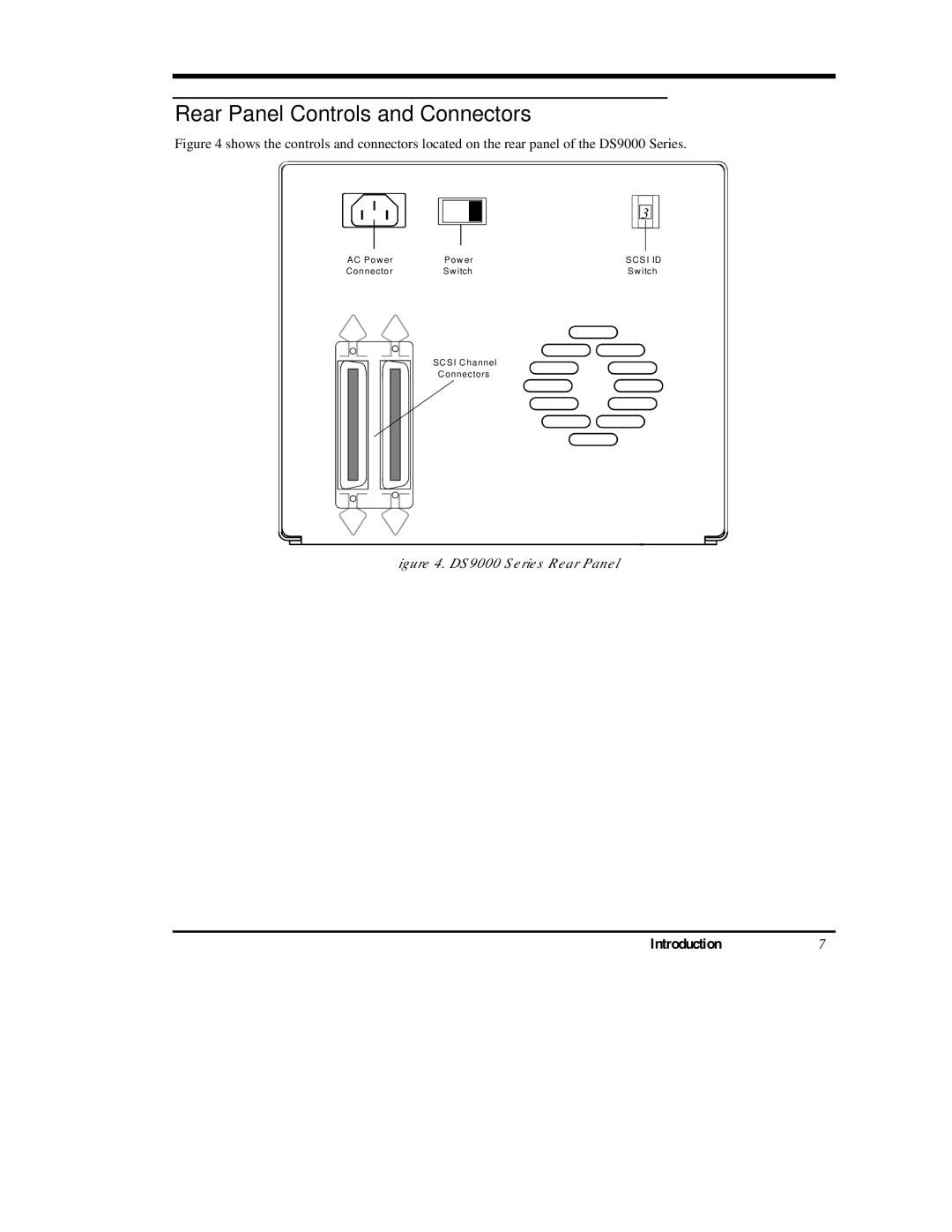 ADIC DS9000 Series manual Rear Panel Controls and Connectors, Introduction7 