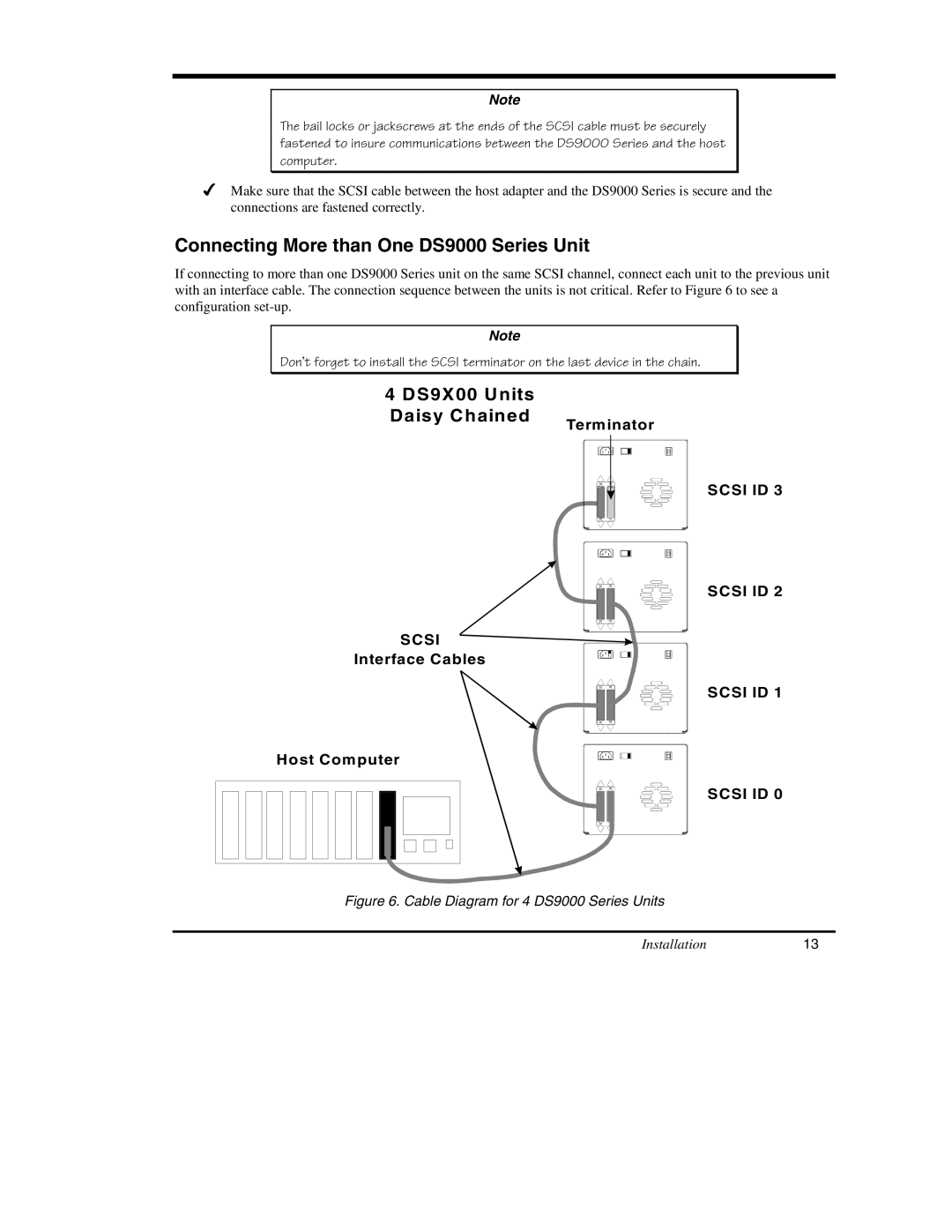 ADIC manual Connecting More than One DS9000 Series Unit, Interface Cables Host Computer Terminator, Installation13 