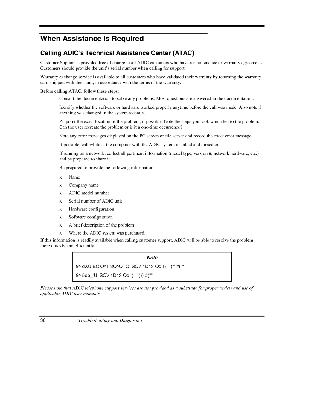 ADIC DS9000 Series manual When Assistance is Required, Calling ADIC’s Technical Assistance Center Atac 