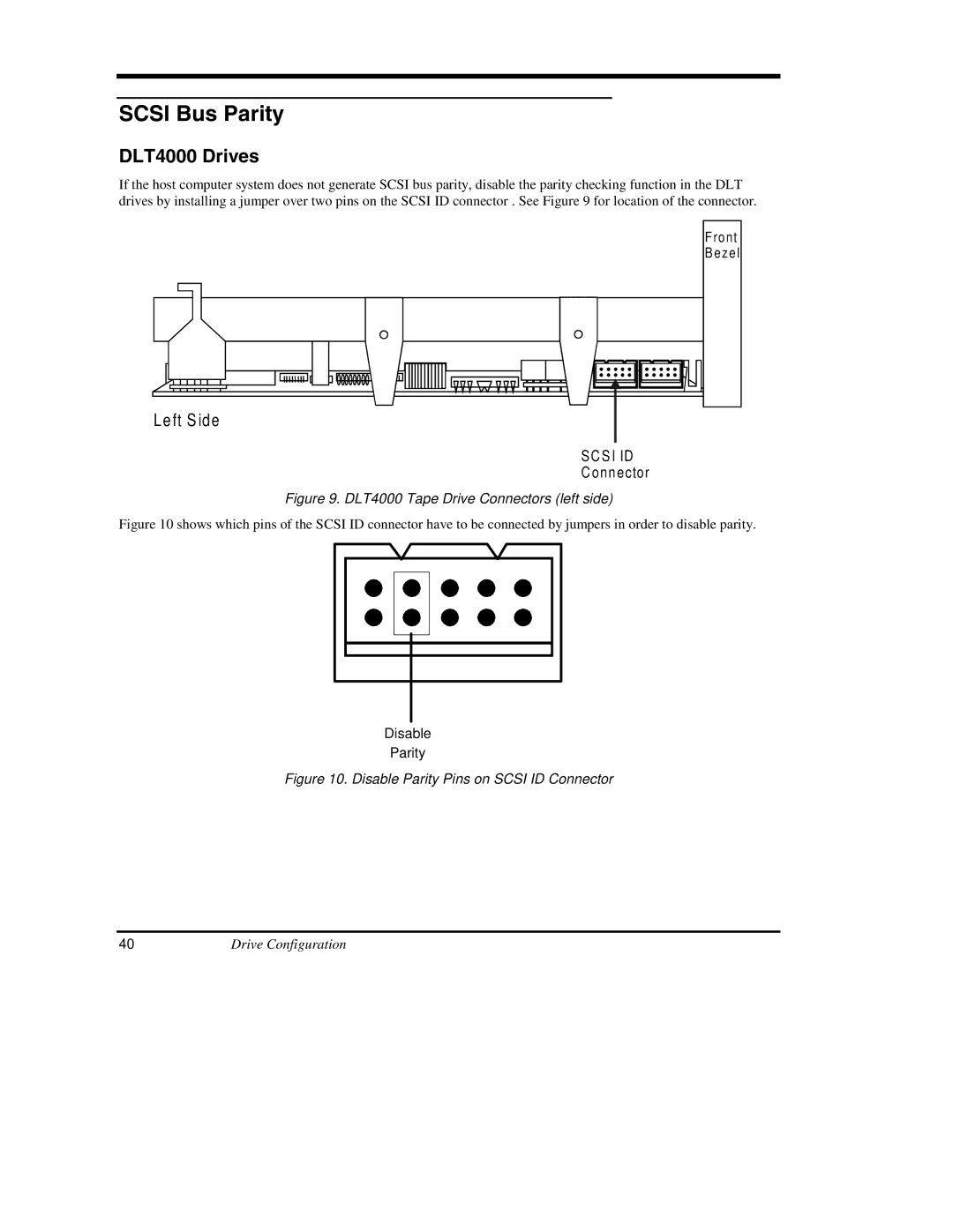 ADIC DS9000 Series manual Scsi Bus Parity, DLT4000 Drives, Drive Configuration 