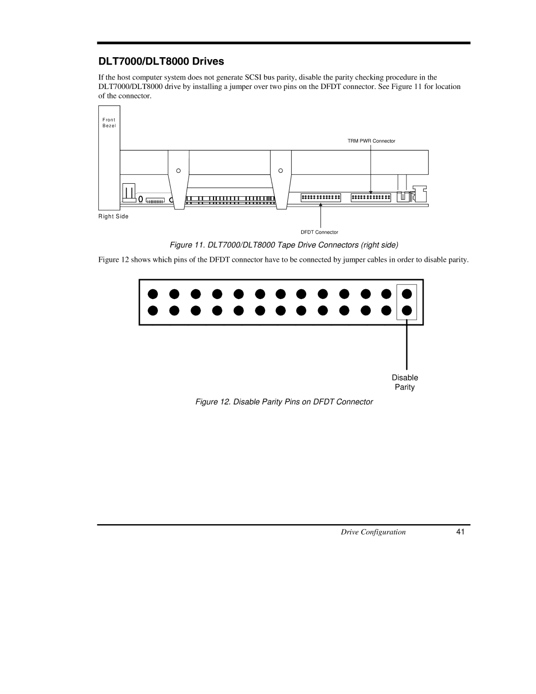 ADIC DS9000 Series manual DLT7000/DLT8000 Drives, DLT7000/DLT8000 Tape Drive Connectors right side 