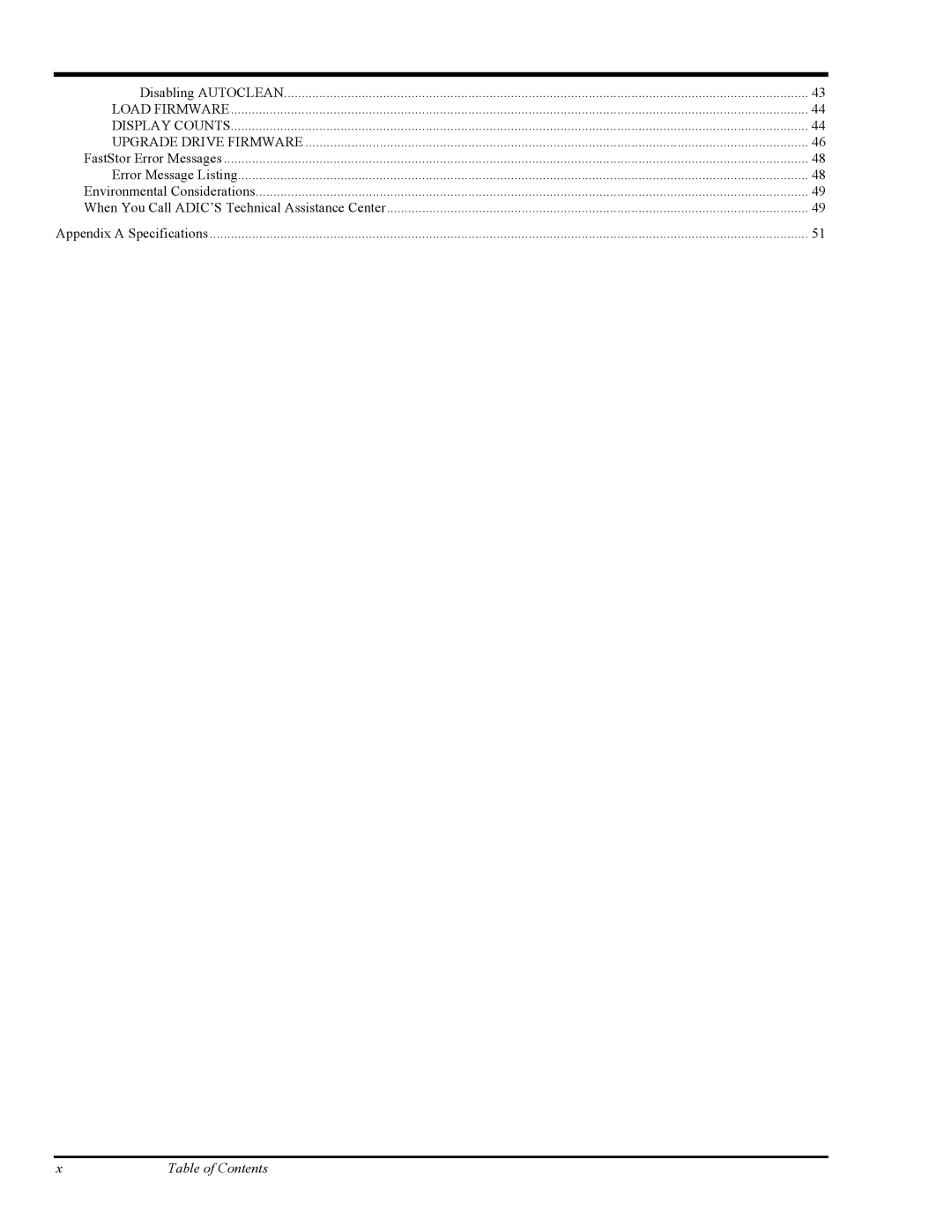 ADIC FastStor Mass Storage Device manual Table of Contents 