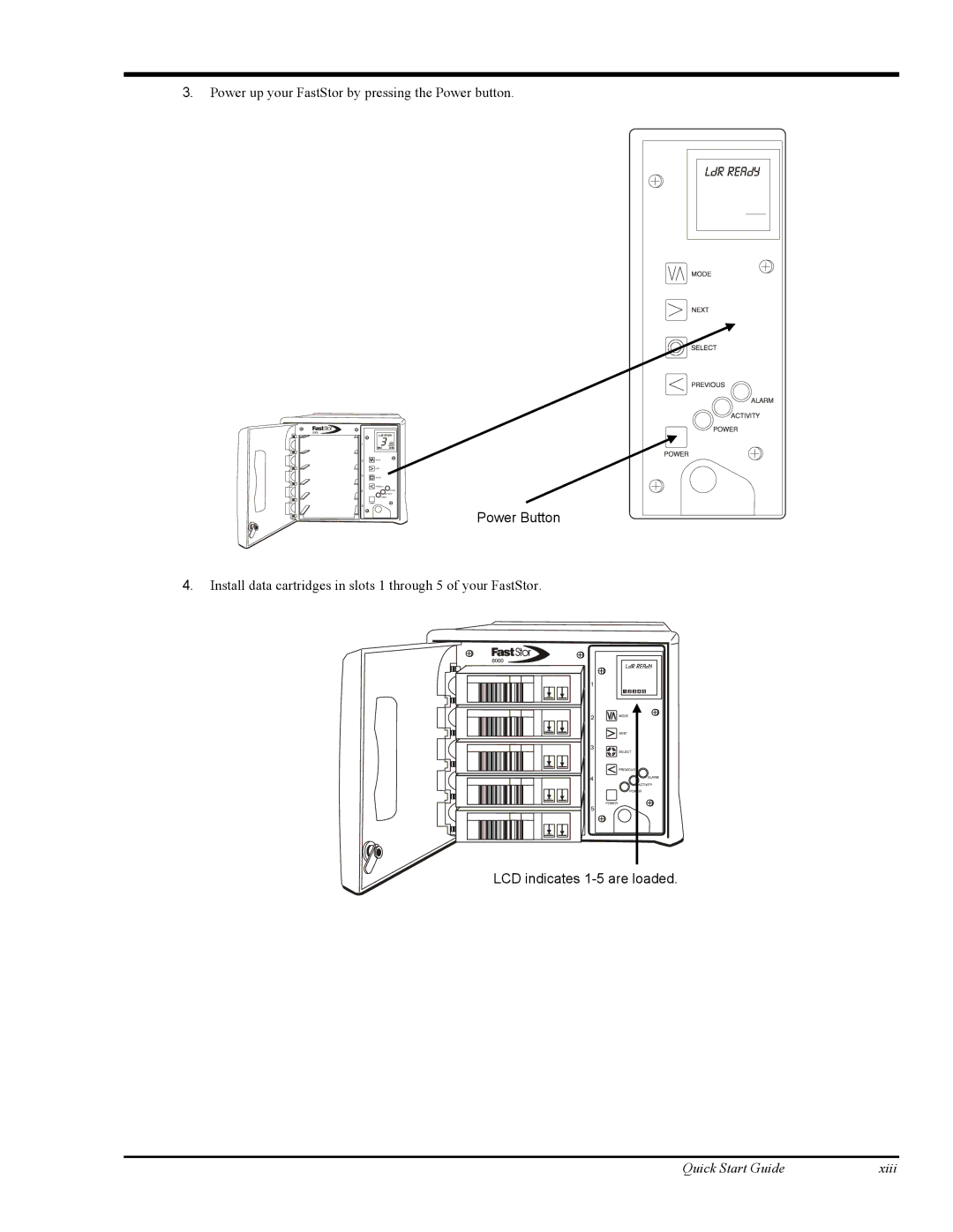 ADIC FastStor Mass Storage Device manual Power Button 