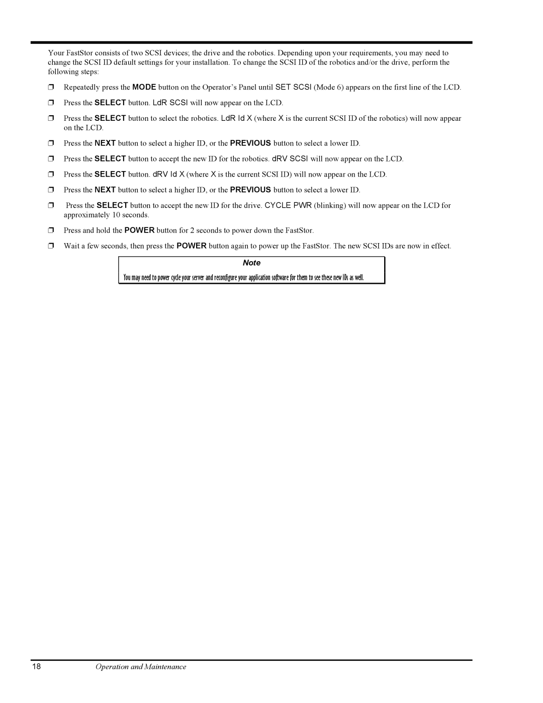 ADIC FastStor Mass Storage Device manual Operation and Maintenance 