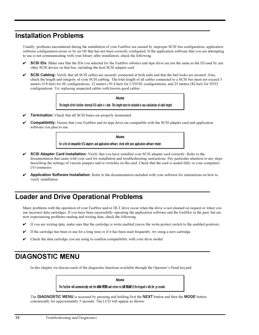 ADIC FastStor Mass Storage Device manual Installation Problems, Loader and Drive Operational Problems 