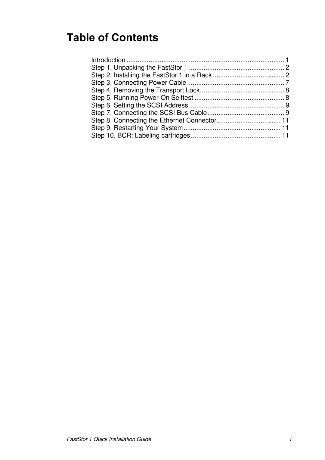 ADIC FastStor manual Table of Contents 