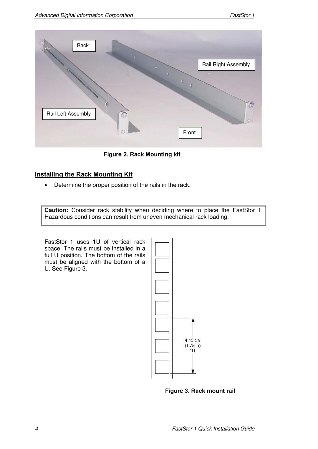 ADIC FastStor manual Installing the Rack Mounting Kit 