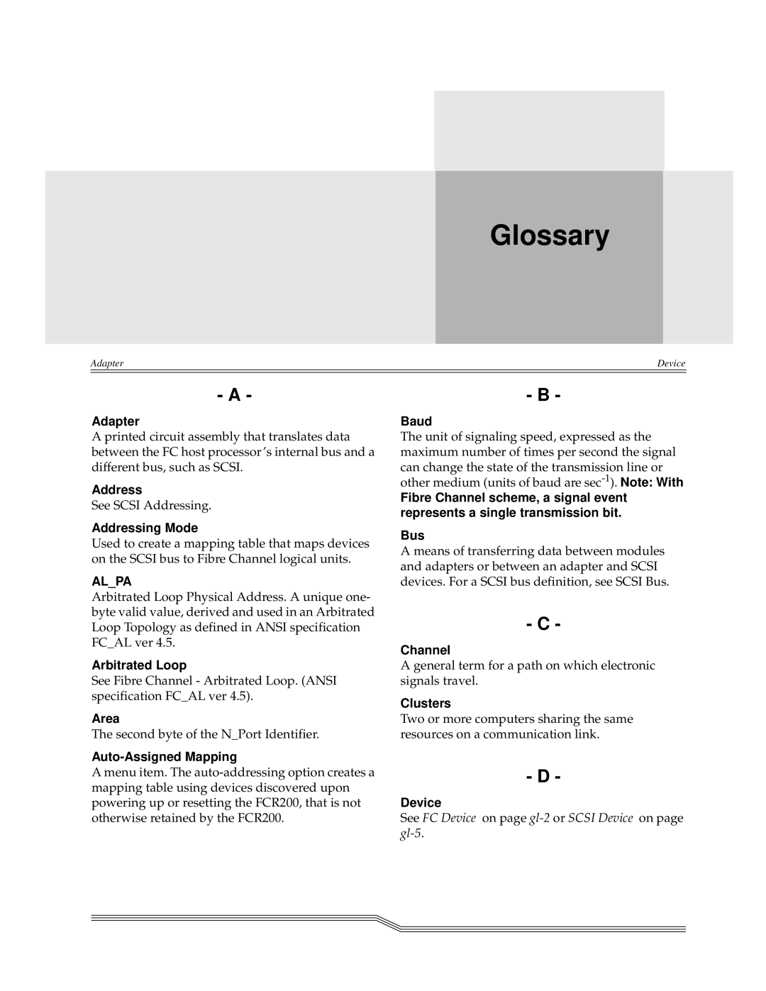 ADIC FCR 200 manual Glossary 