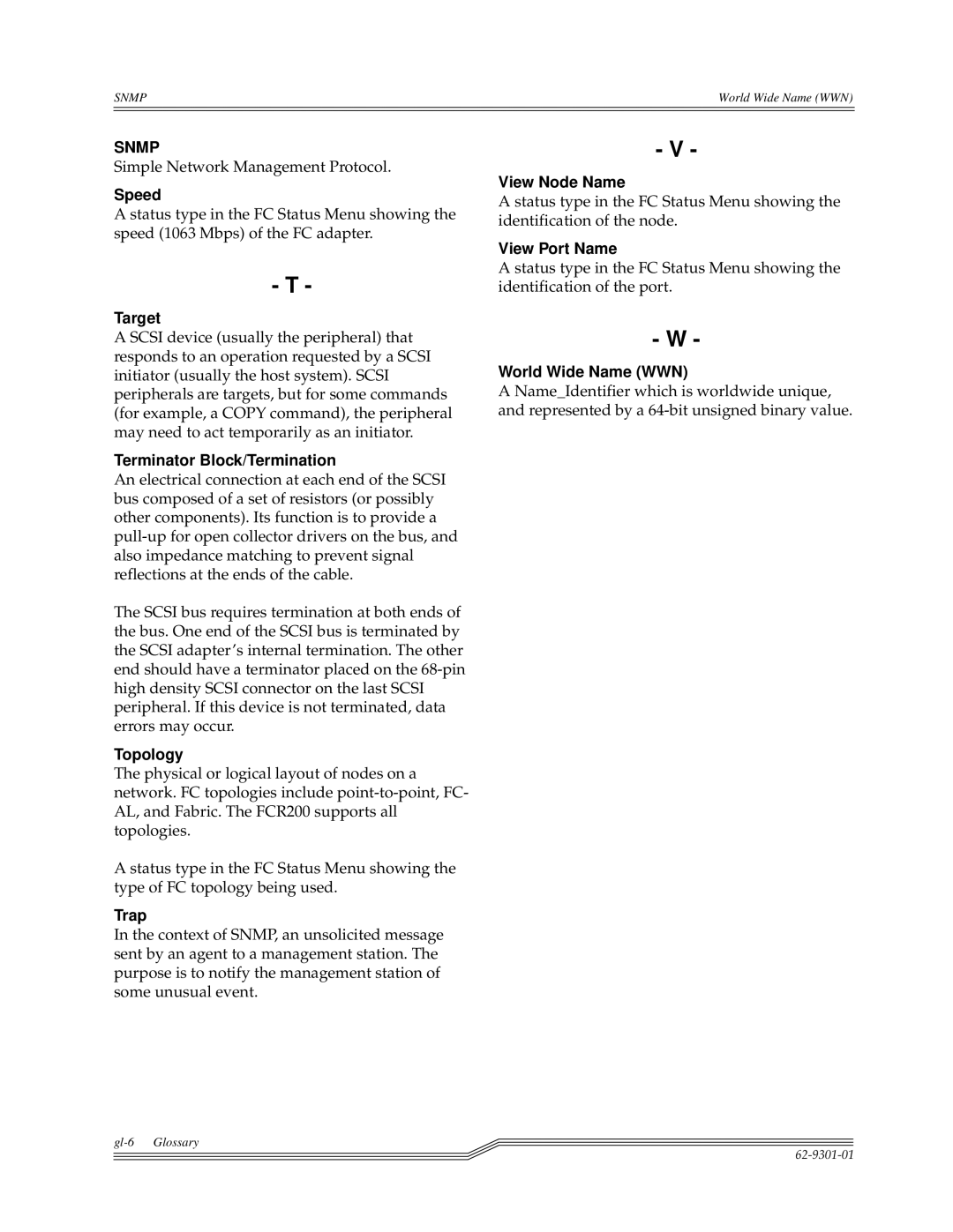 ADIC FCR 200 manual Speed, Target, Terminator Block/Termination, Topology, Trap, View Node Name, View Port Name 