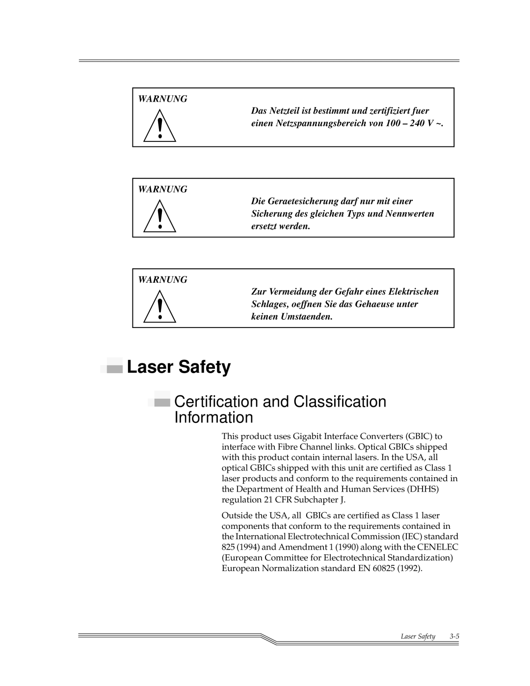 ADIC FCR 200 manual Laser Safety, Certification and Classification Information 