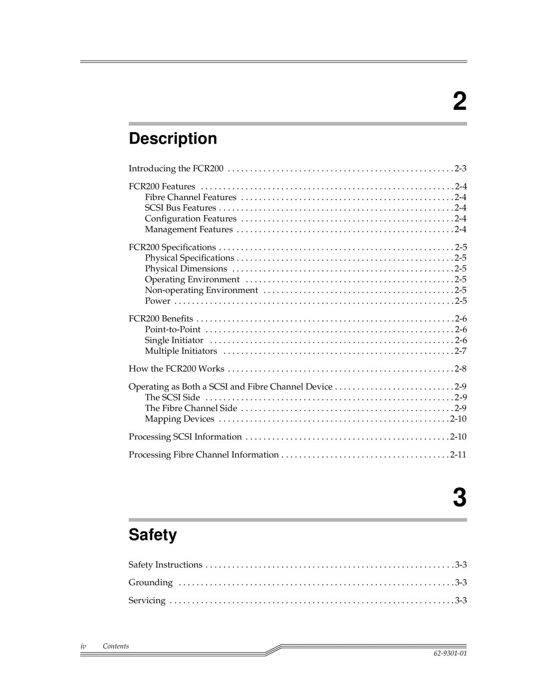 ADIC FCR 200 manual Description, Safety 