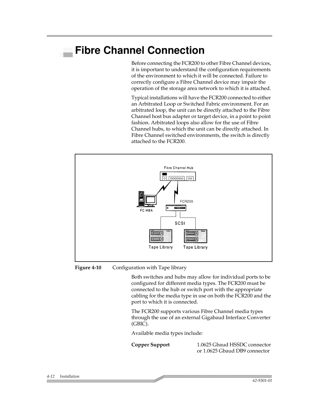 ADIC FCR 200 manual Fibre Channel Connection 