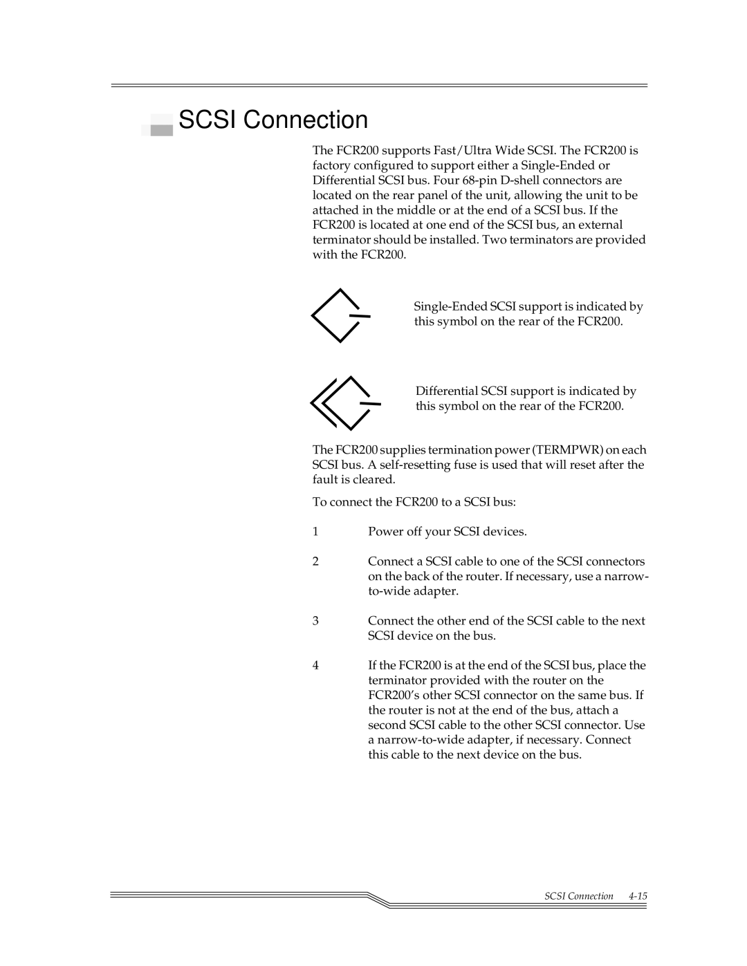 ADIC FCR 200 manual Scsi Connection 