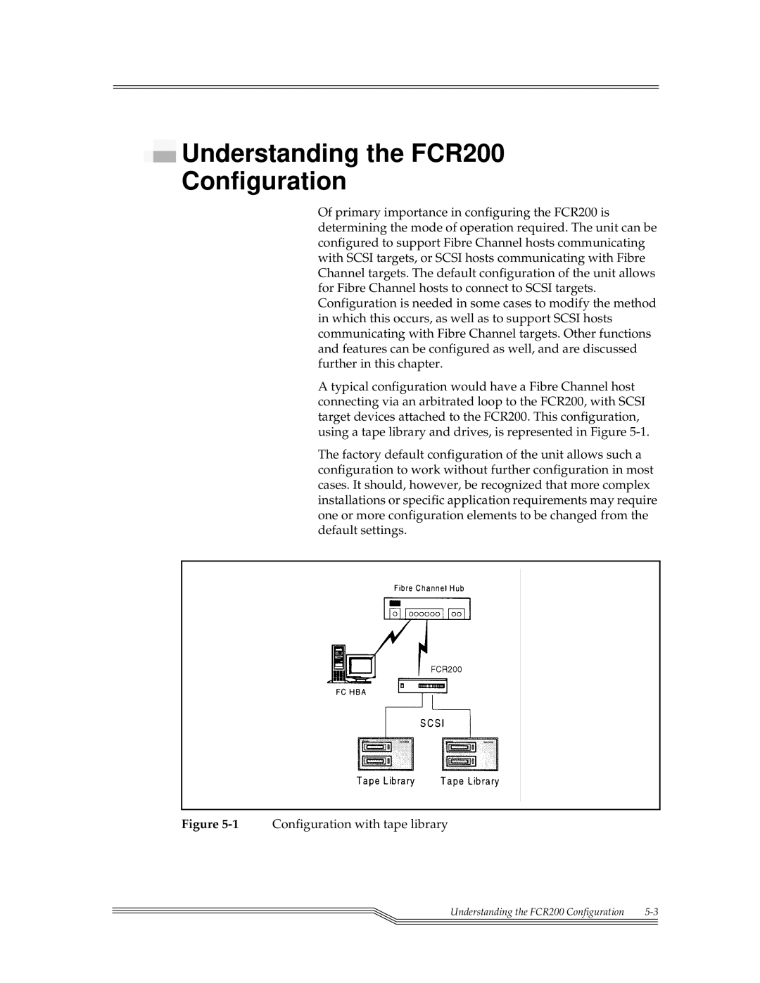 ADIC FCR 200 manual Understanding the FCR200 Configuration, 1Configuration with tape library 