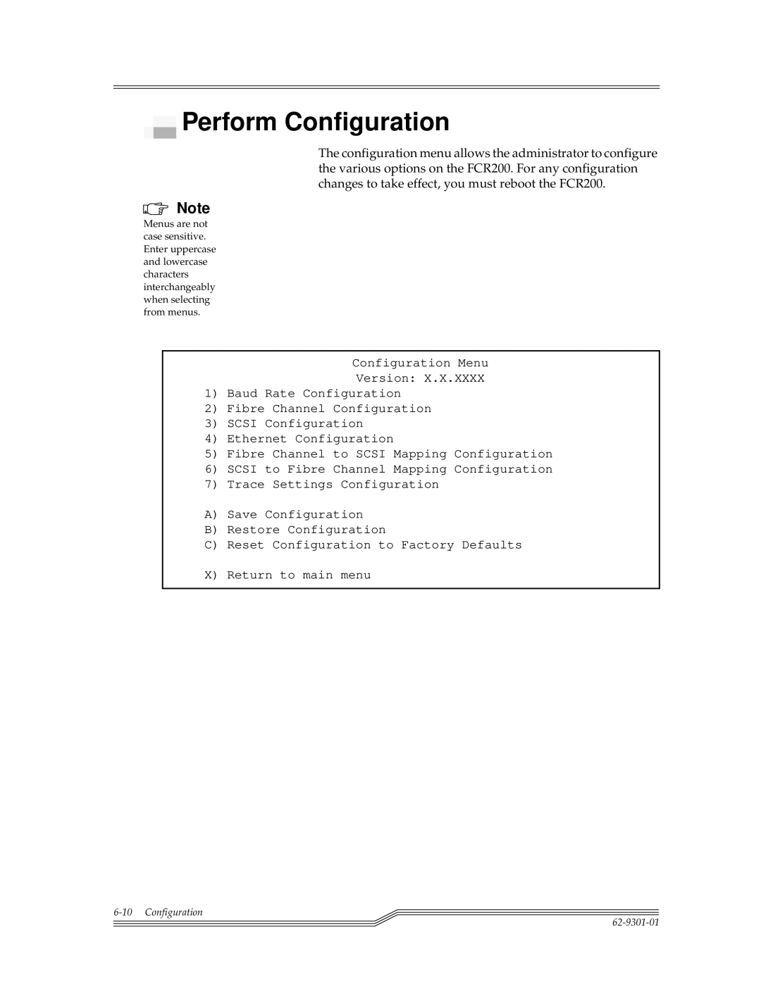 ADIC FCR 200 manual Perform Configuration 