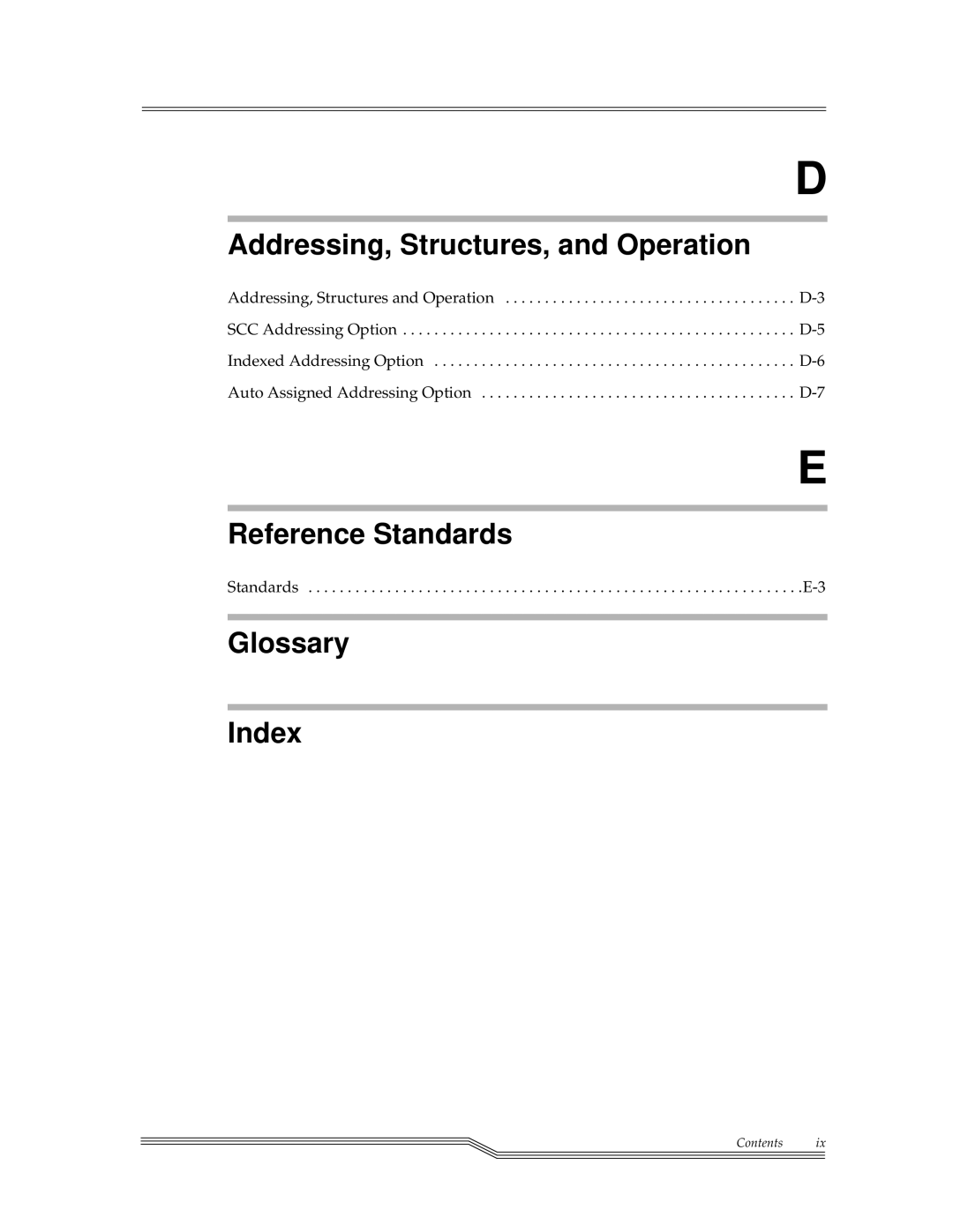 ADIC FCR 200 manual Addressing, Structures, and Operation, Reference Standards, Glossary Index 