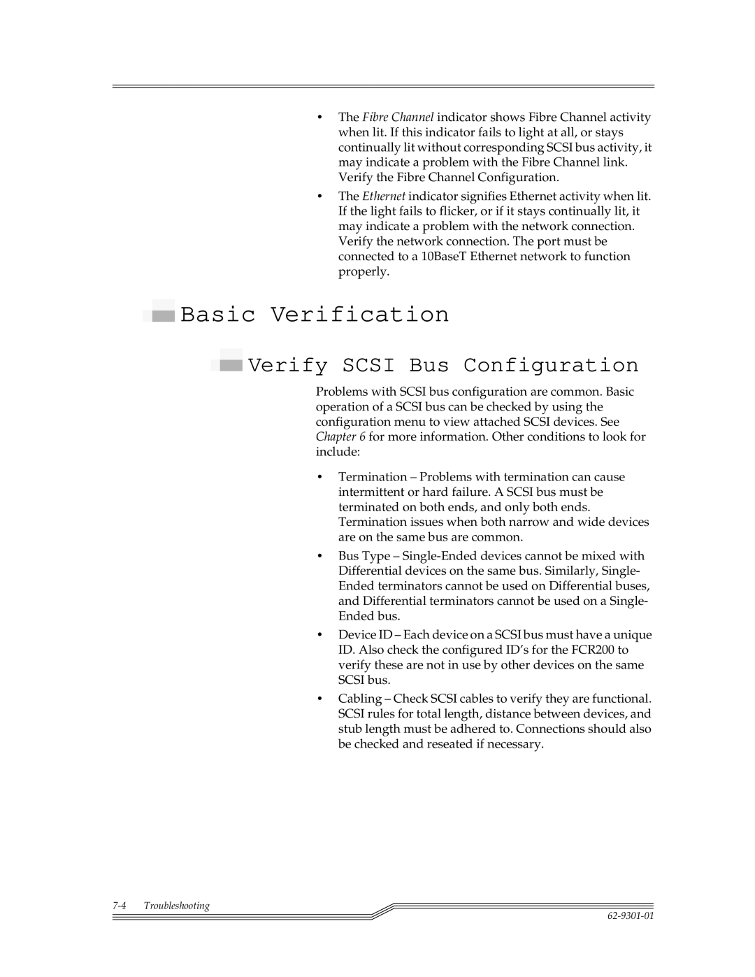 ADIC FCR 200 manual Basic Verification, Verify Scsi Bus Configuration 