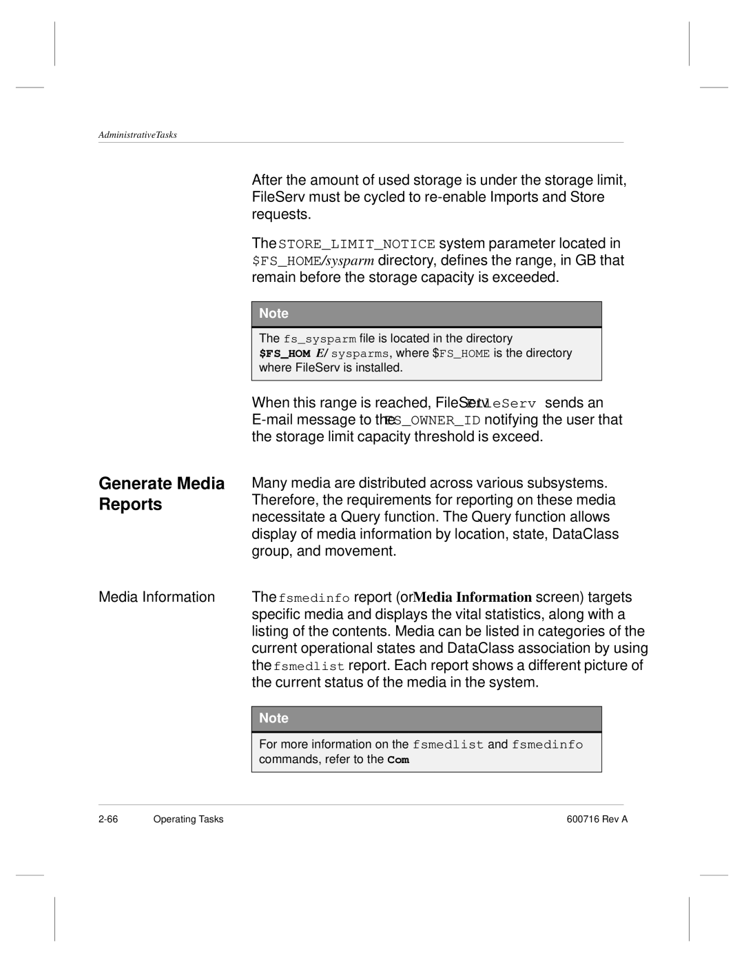 ADIC FileServ Version 4.0 600716 Rev A manual Generate Media Reports 