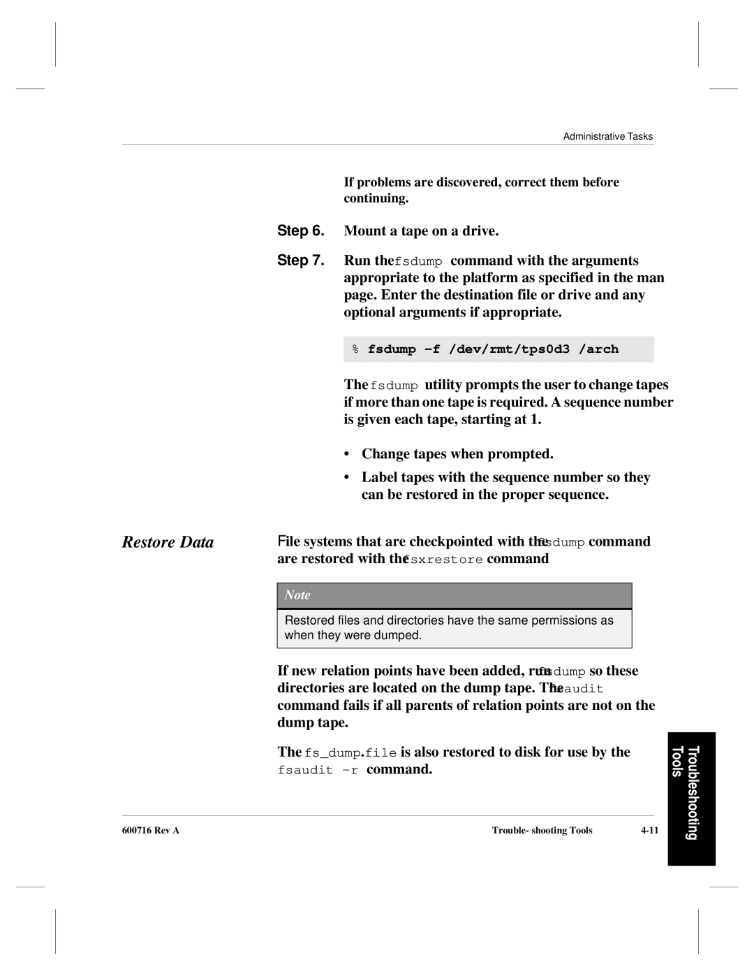 ADIC FileServ Version 4.0 600716 Rev A manual Restore Data 