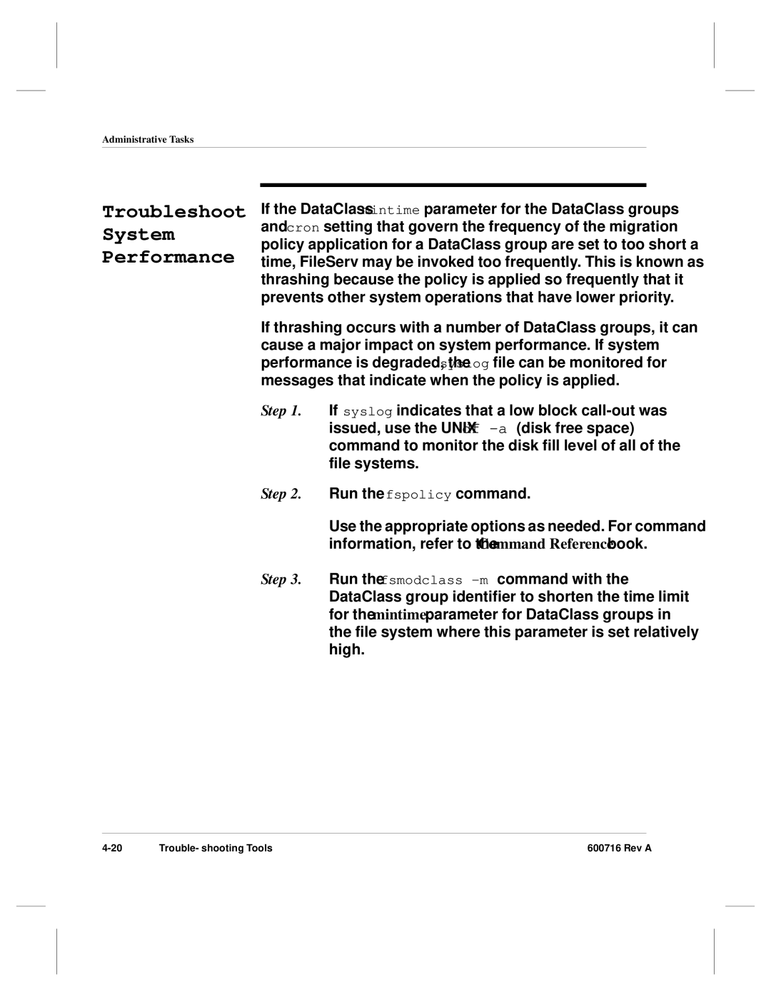 ADIC FileServ Version 4.0 600716 Rev A manual Troubleshoot System Performance 