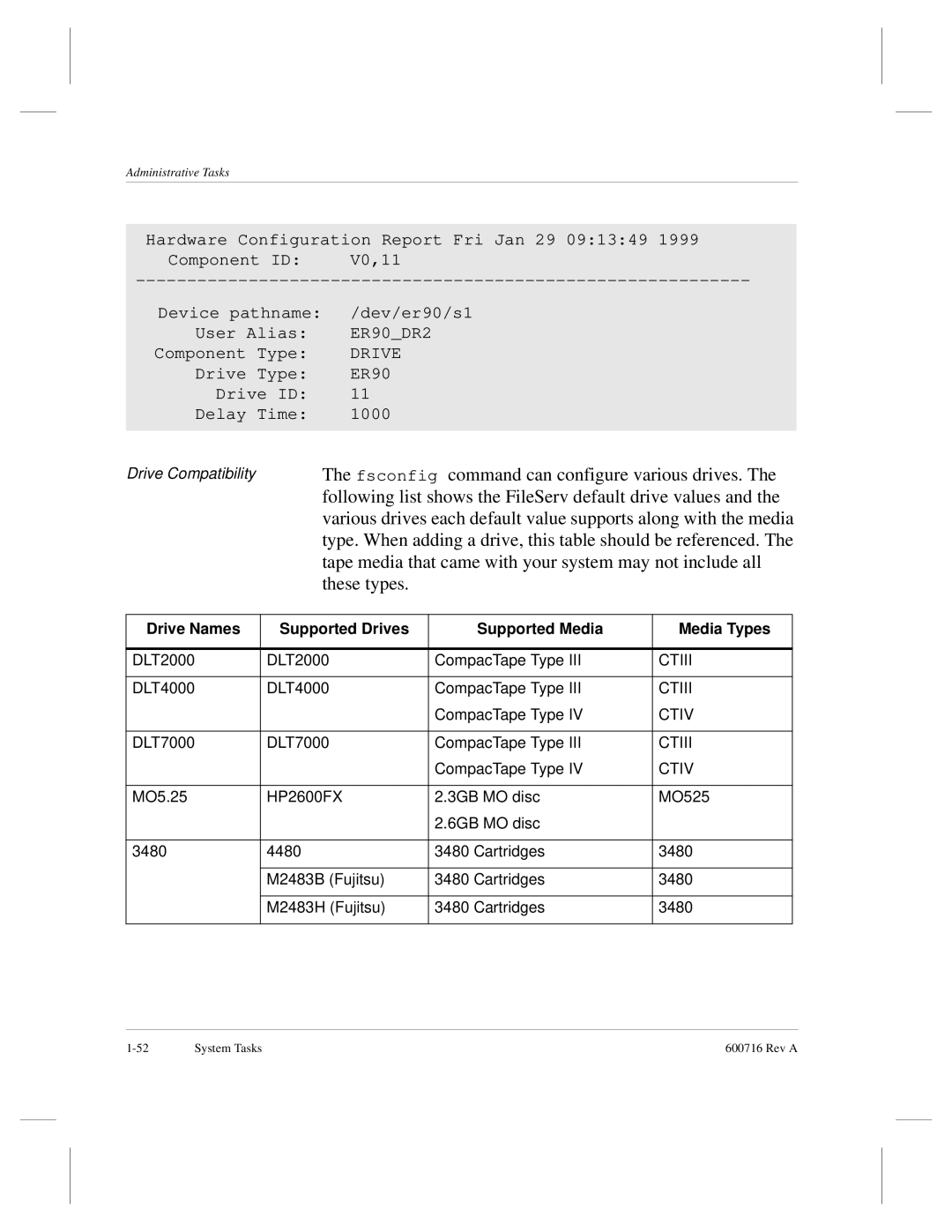 ADIC FileServ Version 4.0 600716 Rev A manual Fsconfig command can configure various drives 