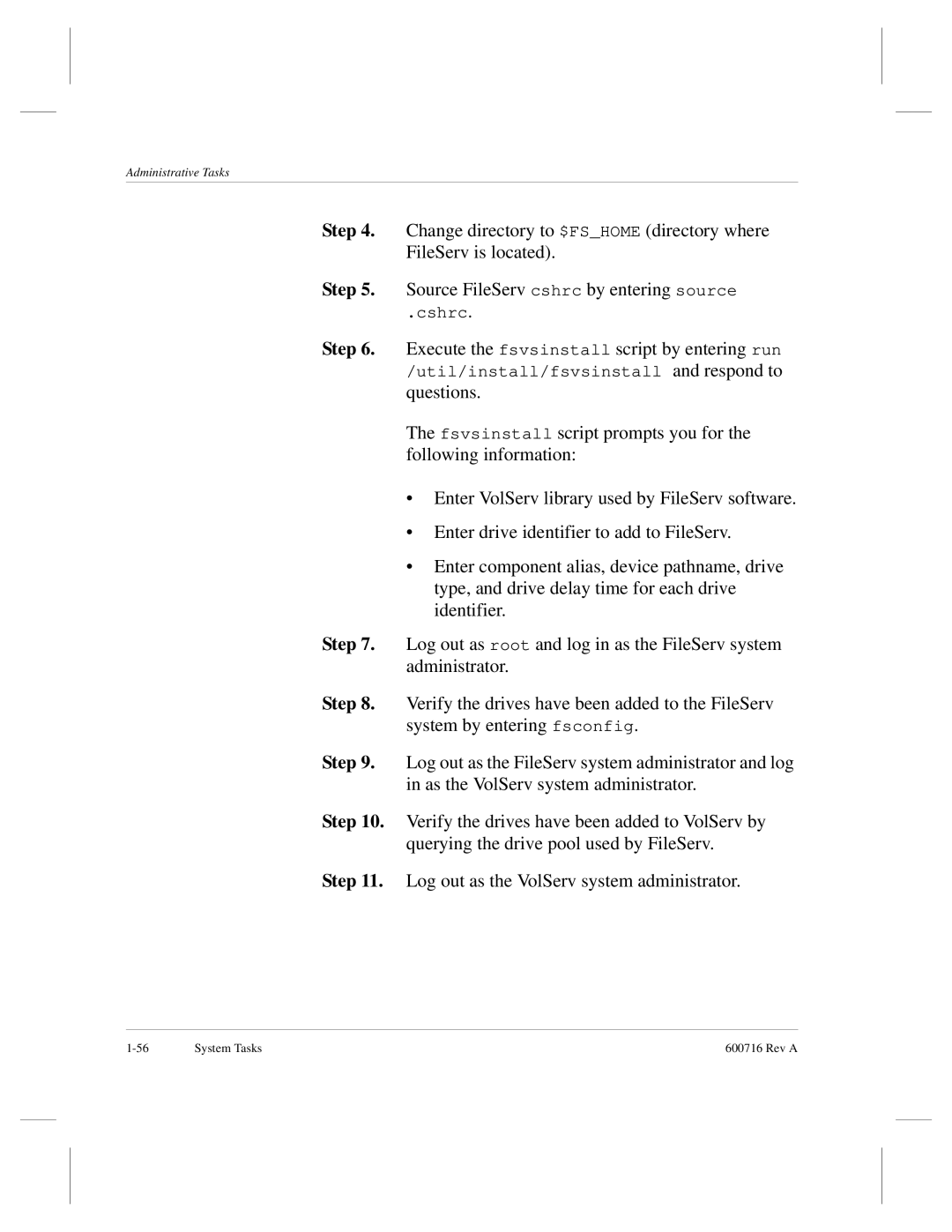 ADIC FileServ Version 4.0 600716 Rev A manual Cshrc 