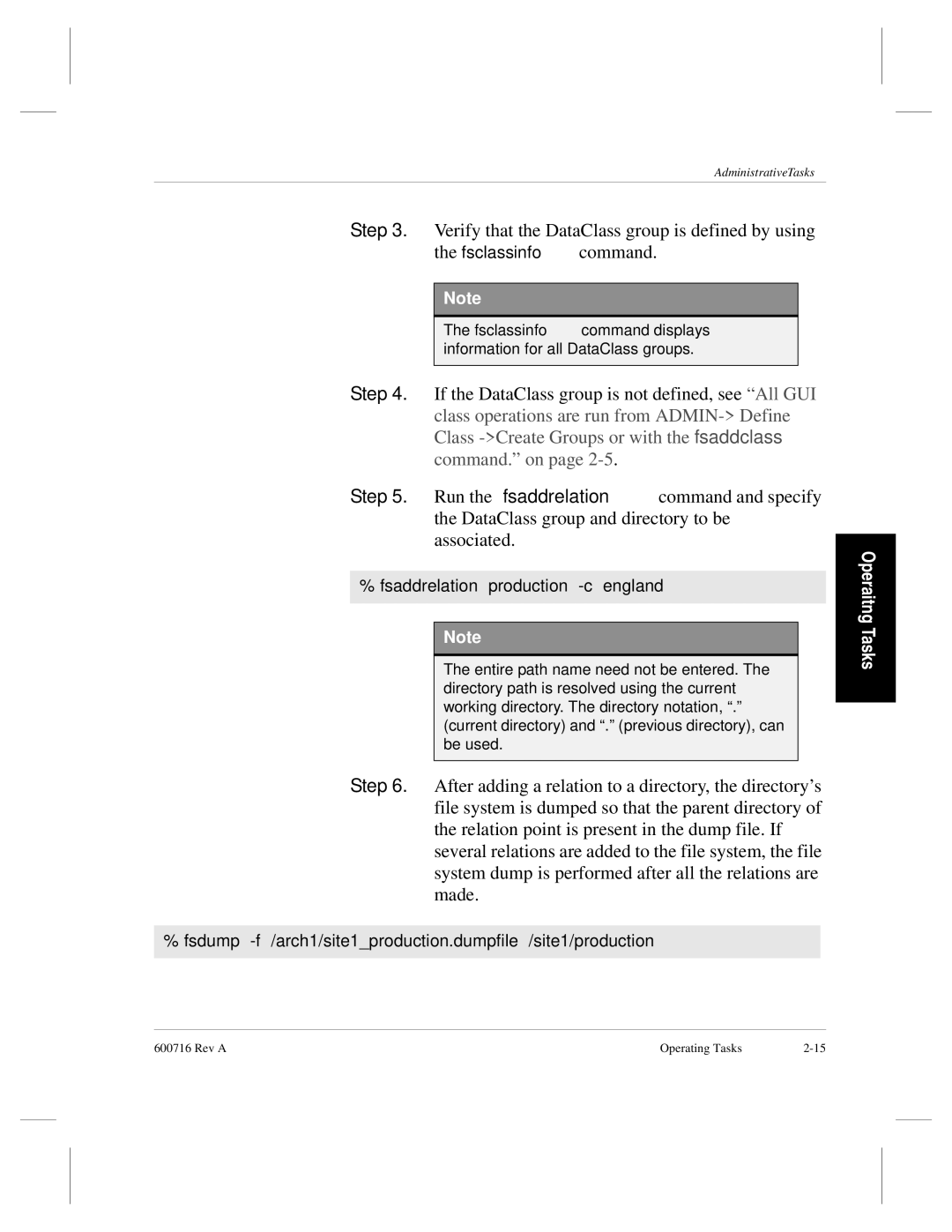 ADIC FileServ Version 4.0 600716 Rev A manual Fsaddrelation production -c england 