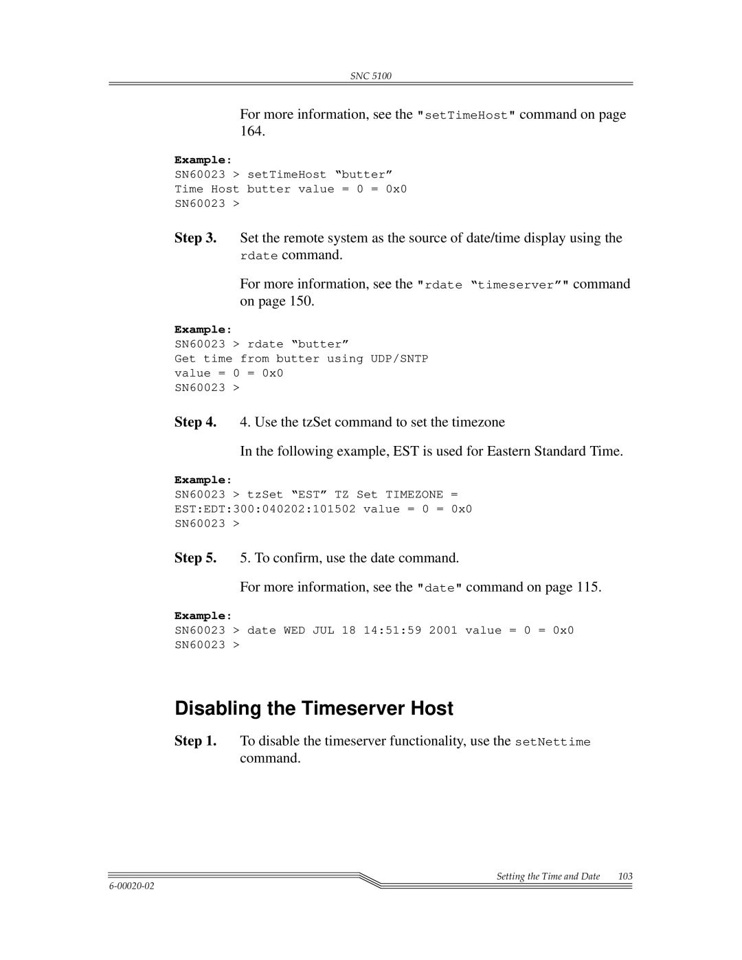 ADIC SNC 5100, Scalar 1000 manual Disabling the Timeserver Host, For more information, see the setTimeHost command on 