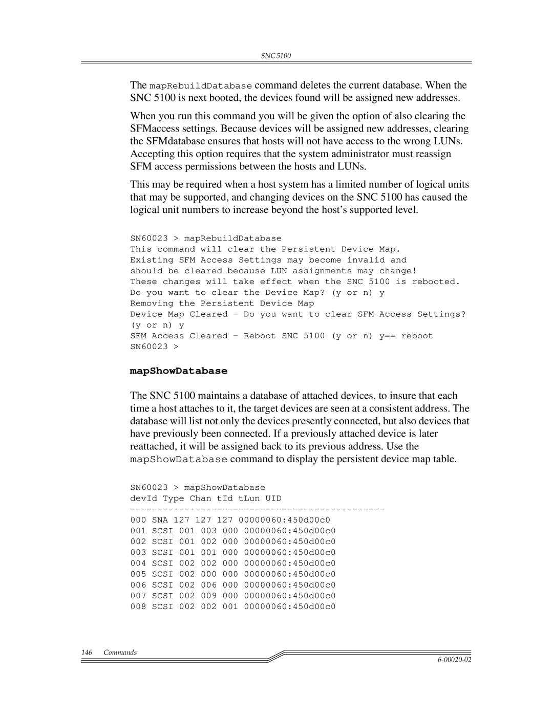 ADIC Scalar 1000, SNC 5100 manual MapShowDatabase 