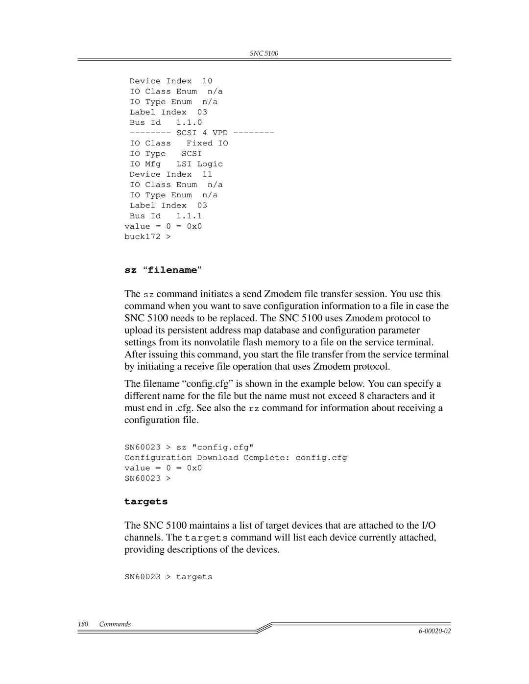 ADIC Scalar 1000, SNC 5100 manual Sz filename, Targets 