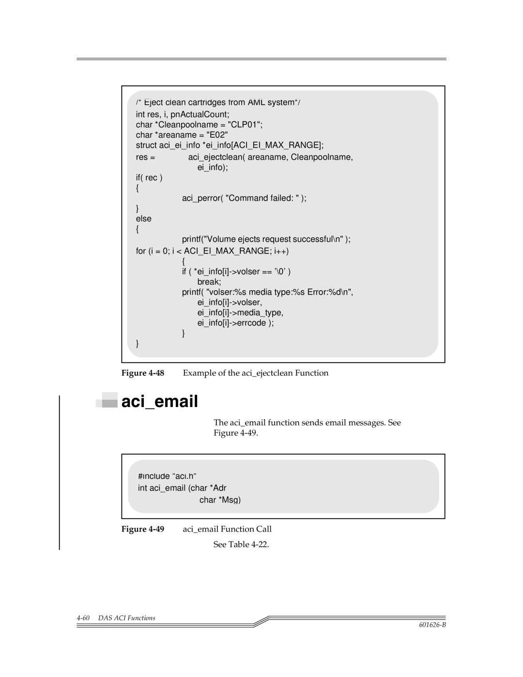 ADIC Server manual Aciemail function sends email messages. See 