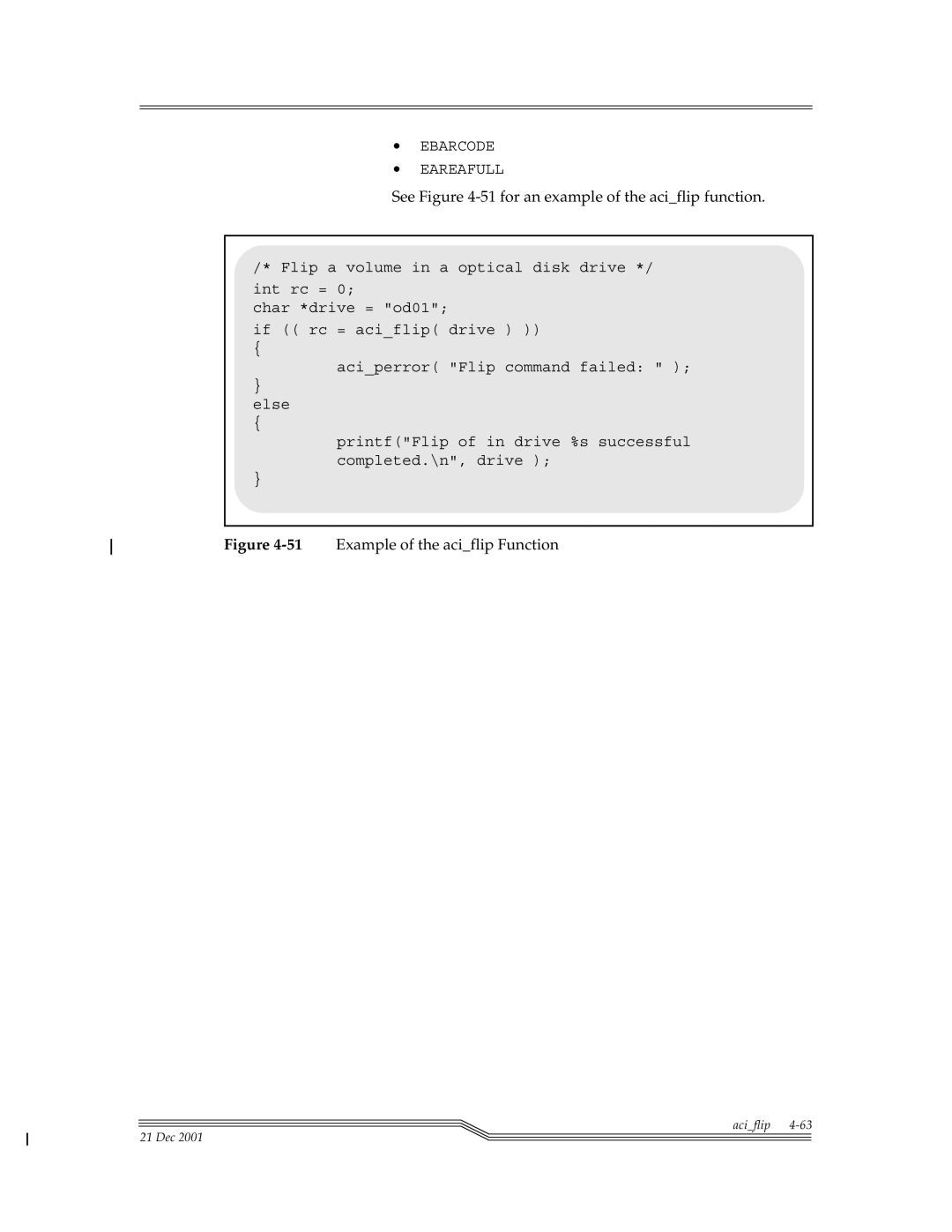 ADIC Server manual See -51for an example of the aciflip function, 51Example of the aciflip Function 