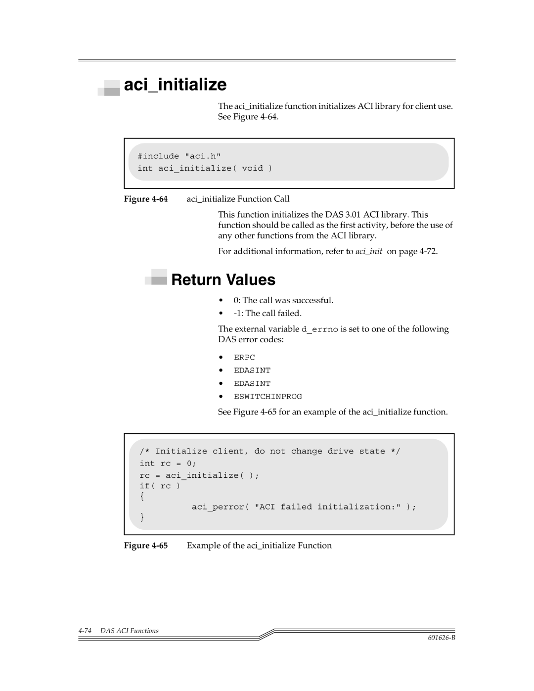 ADIC Server manual Aciinitialize, See -65for an example of the aciinitialize function 