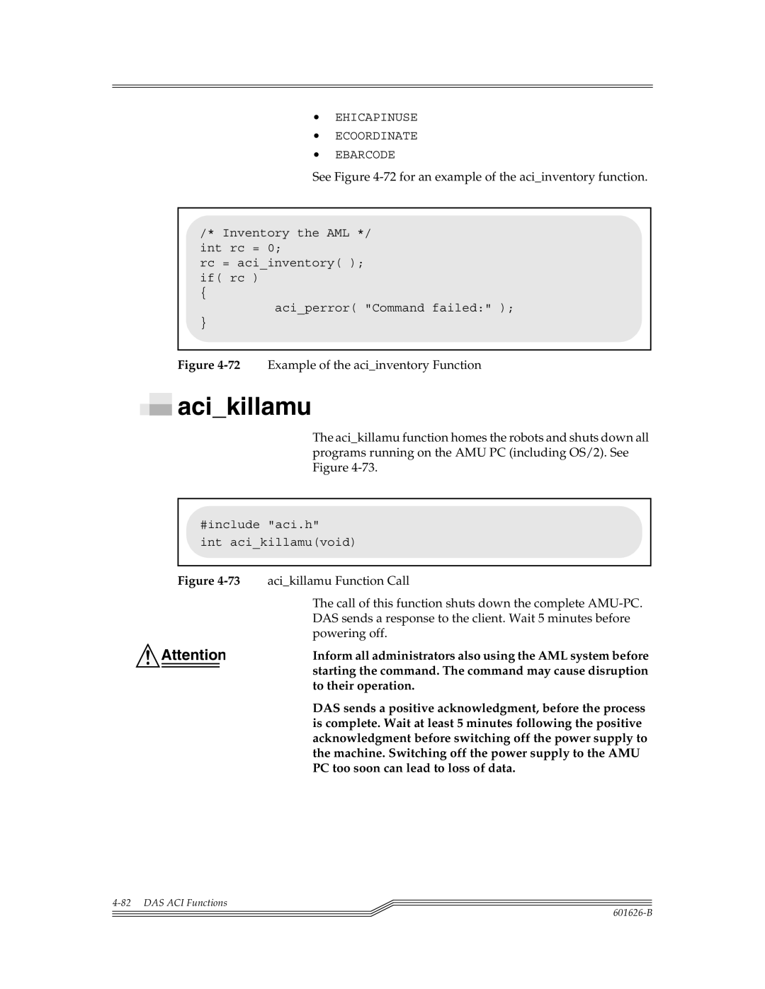 ADIC Server manual Acikillamu, See -72for an example of the aciinventory function 