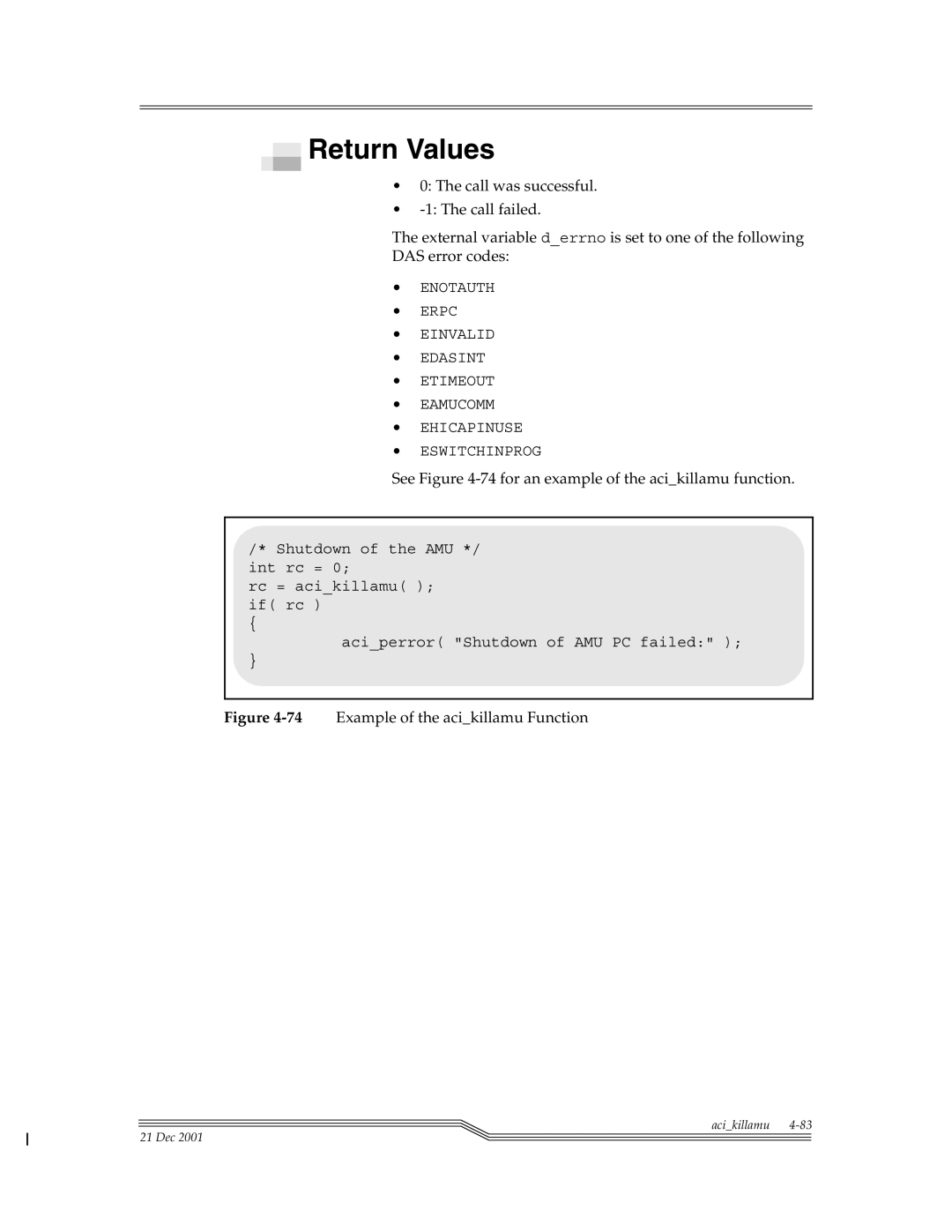 ADIC Server manual See -74for an example of the acikillamu function, 74Example of the acikillamu Function 