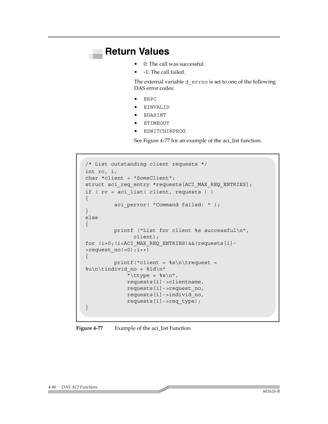 ADIC Server manual See -77for an example of the acilist function, 77Example of the acilist Function 