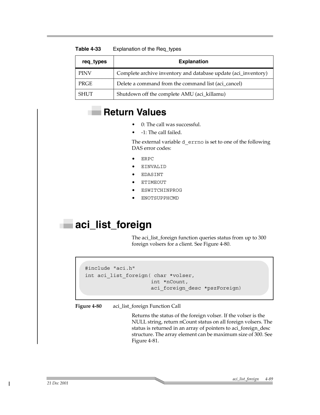 ADIC Server manual Acilistforeign, Pinv 