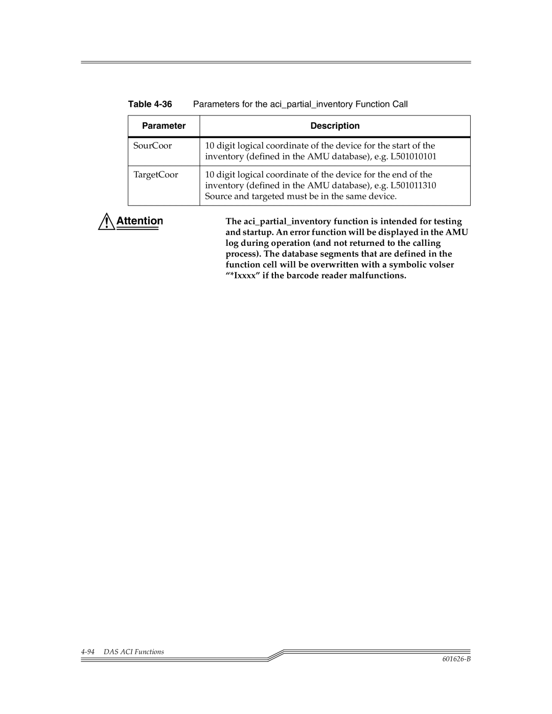 ADIC Server manual 36Parameters for the acipartialinventory Function Call 