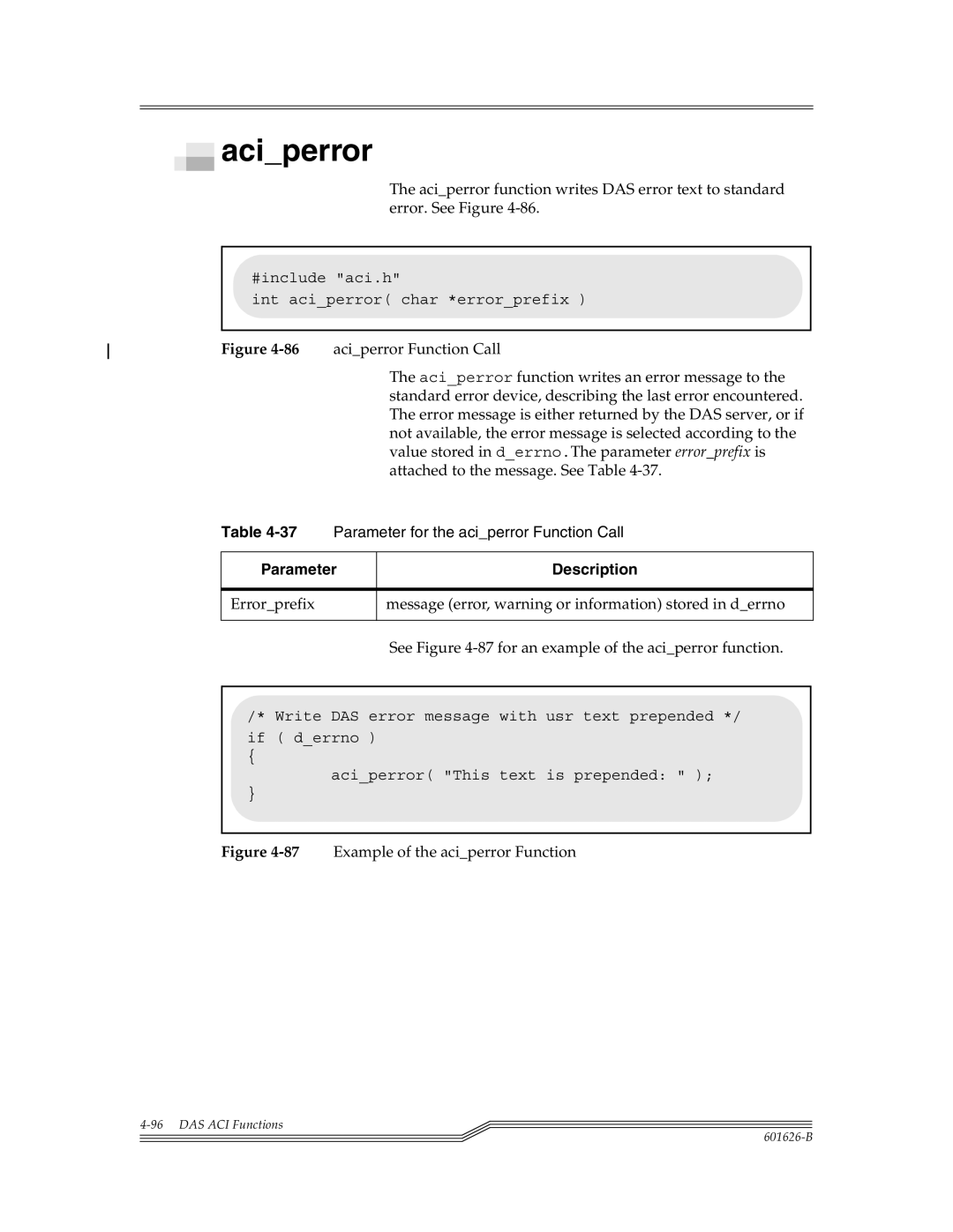 ADIC Server manual Aciperror, 87Example of the aciperror Function 