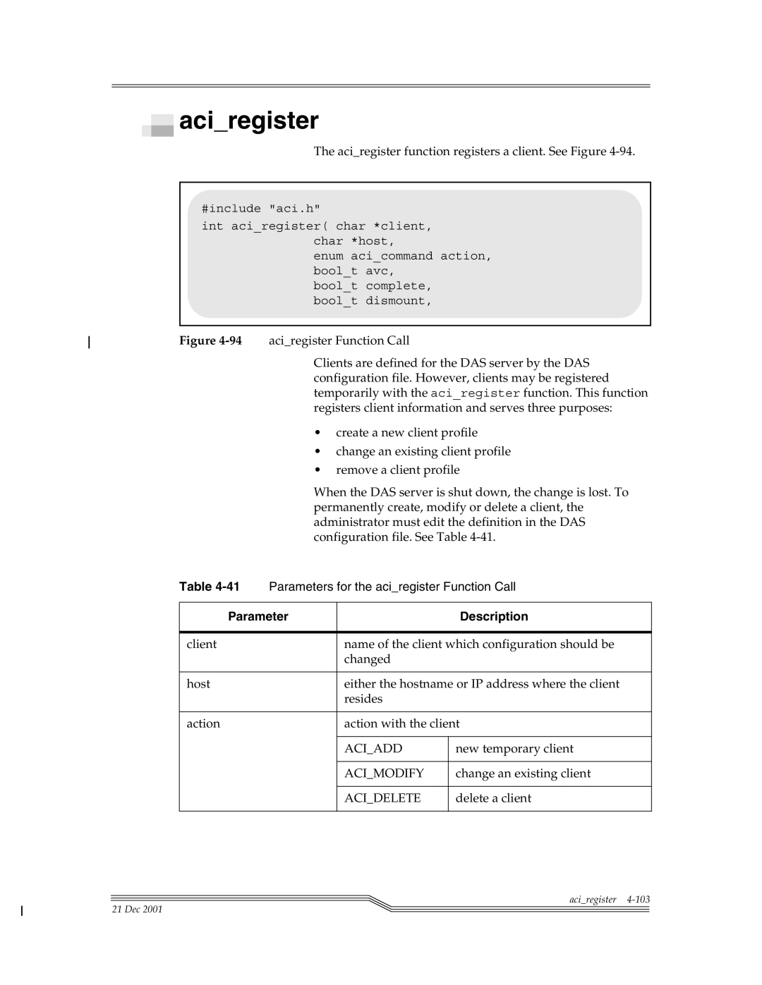 ADIC Server manual Aciregister, Acimodify 