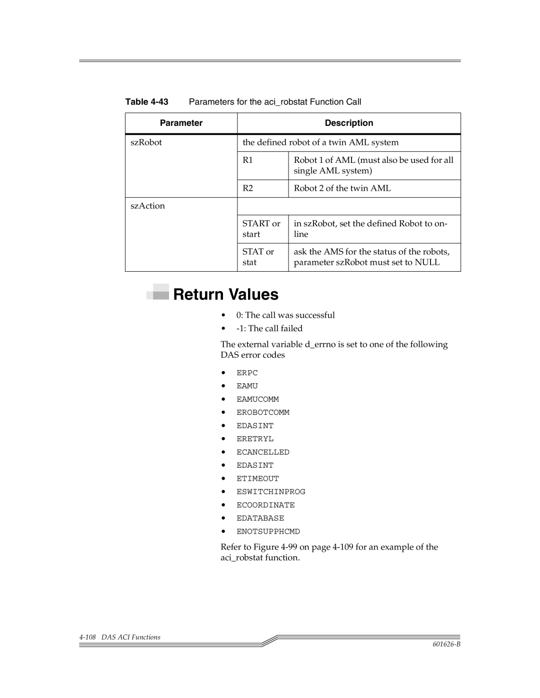 ADIC Server manual Parameters for the acirobstat Function Call 