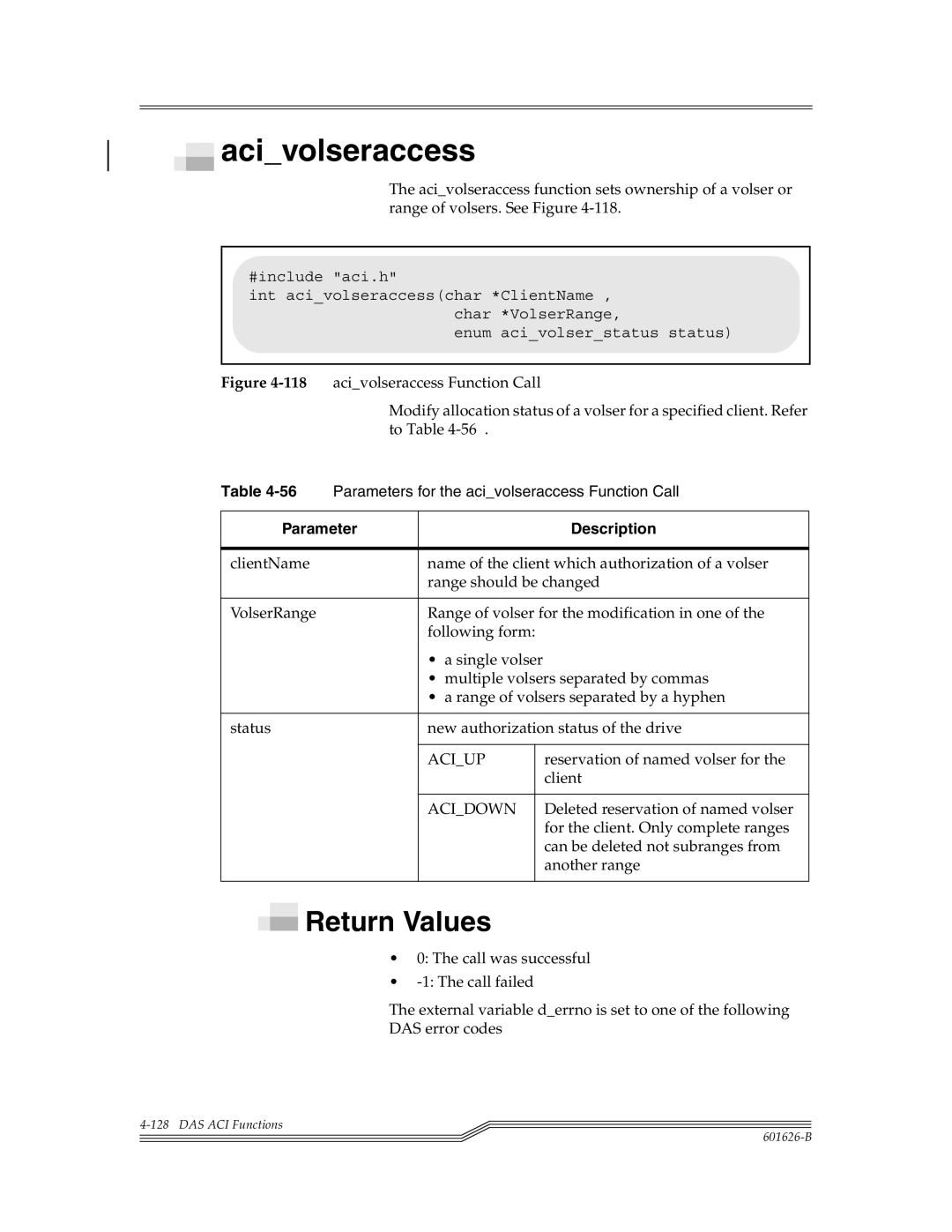 ADIC Server manual Acivolseraccess, Aciup, Acidown 