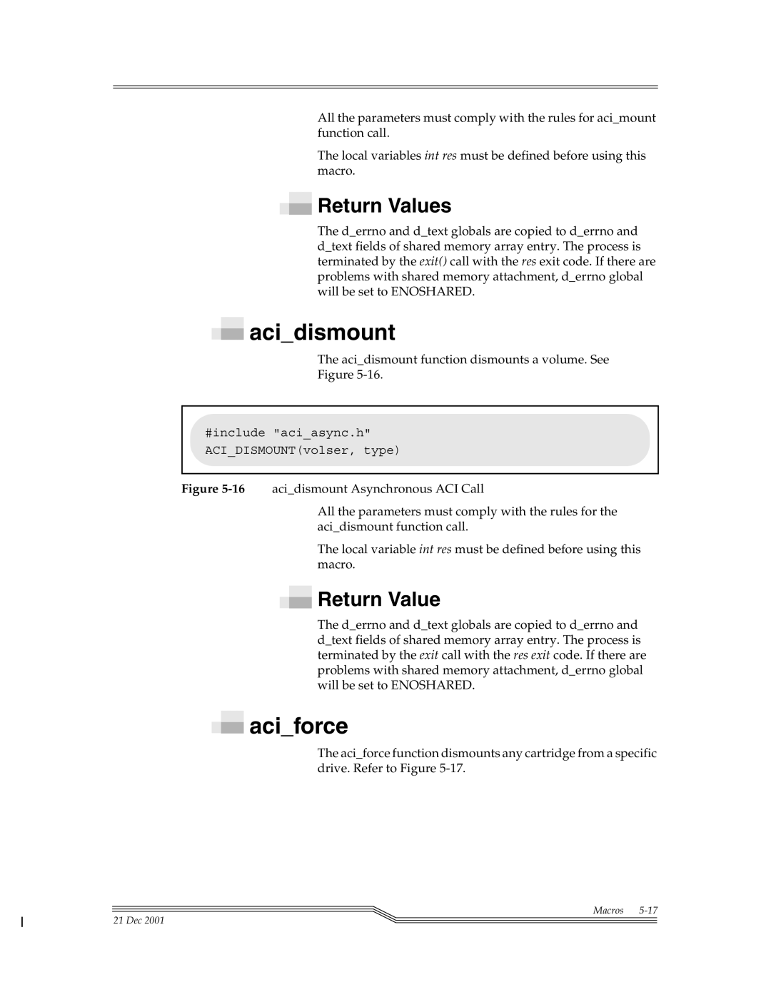 ADIC Server manual Acidismount, Aciforce 