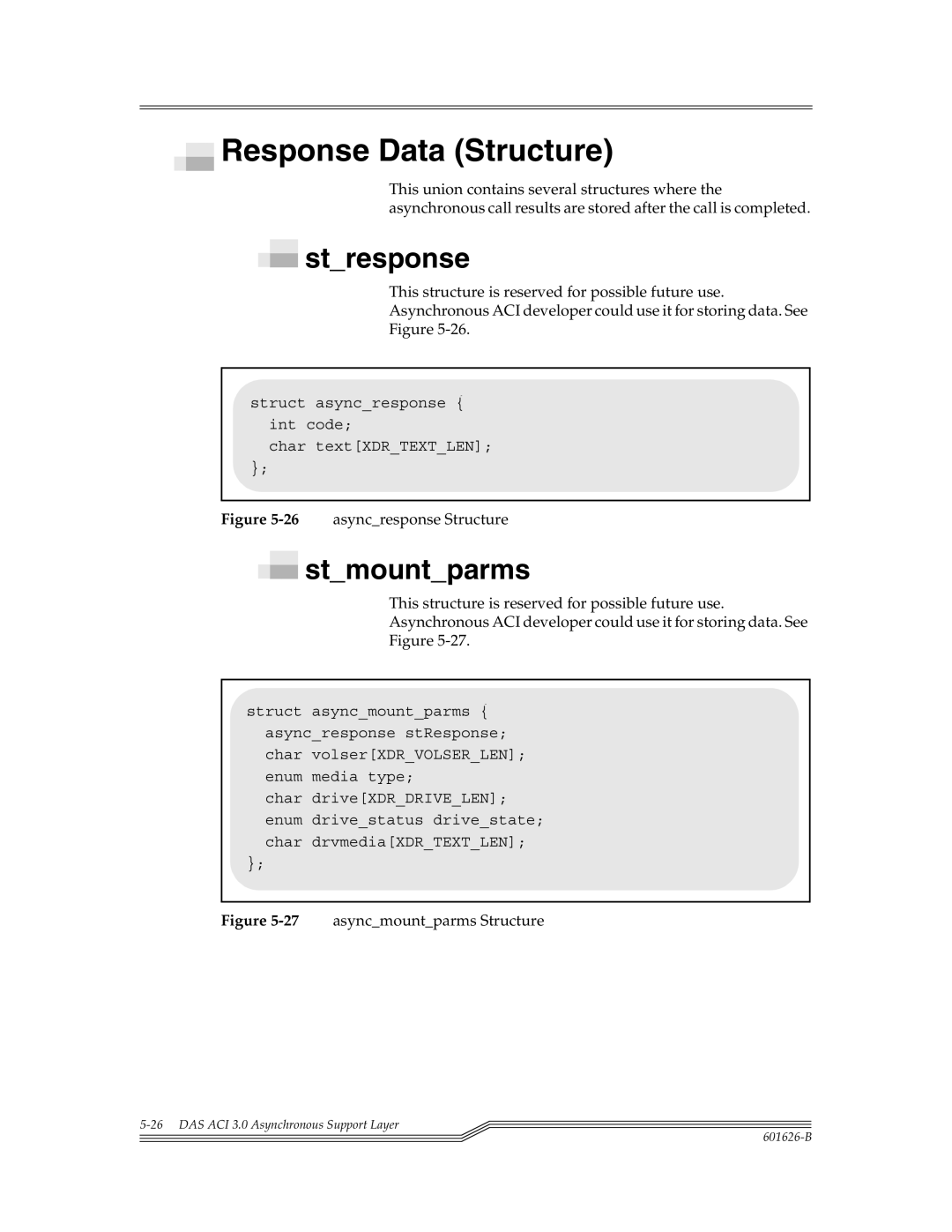 ADIC Server manual Response Data Structure, Stresponse, Stmountparms 