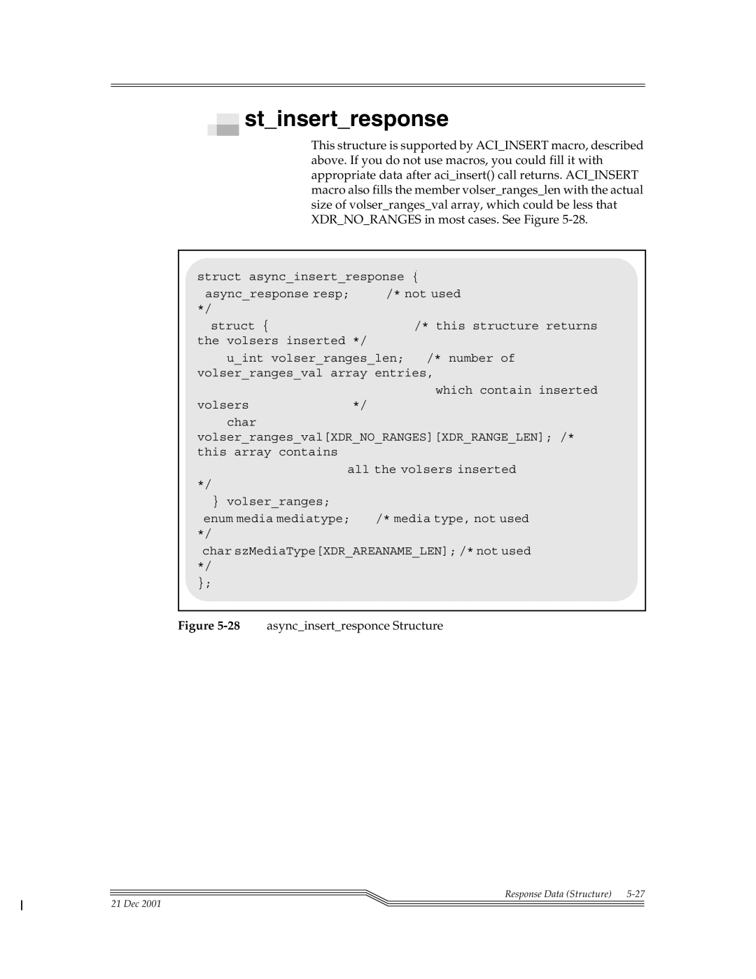 ADIC Server manual Stinsertresponse, 28asyncinsertresponce Structure 