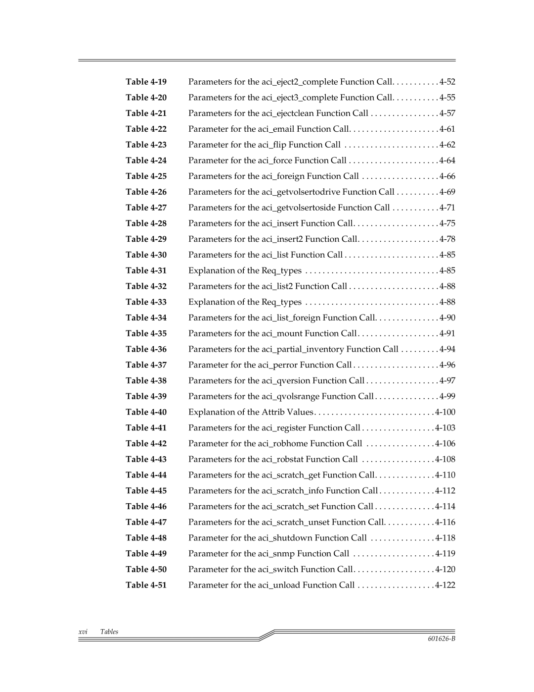 ADIC Server manual Xvi Tables 601626-B 